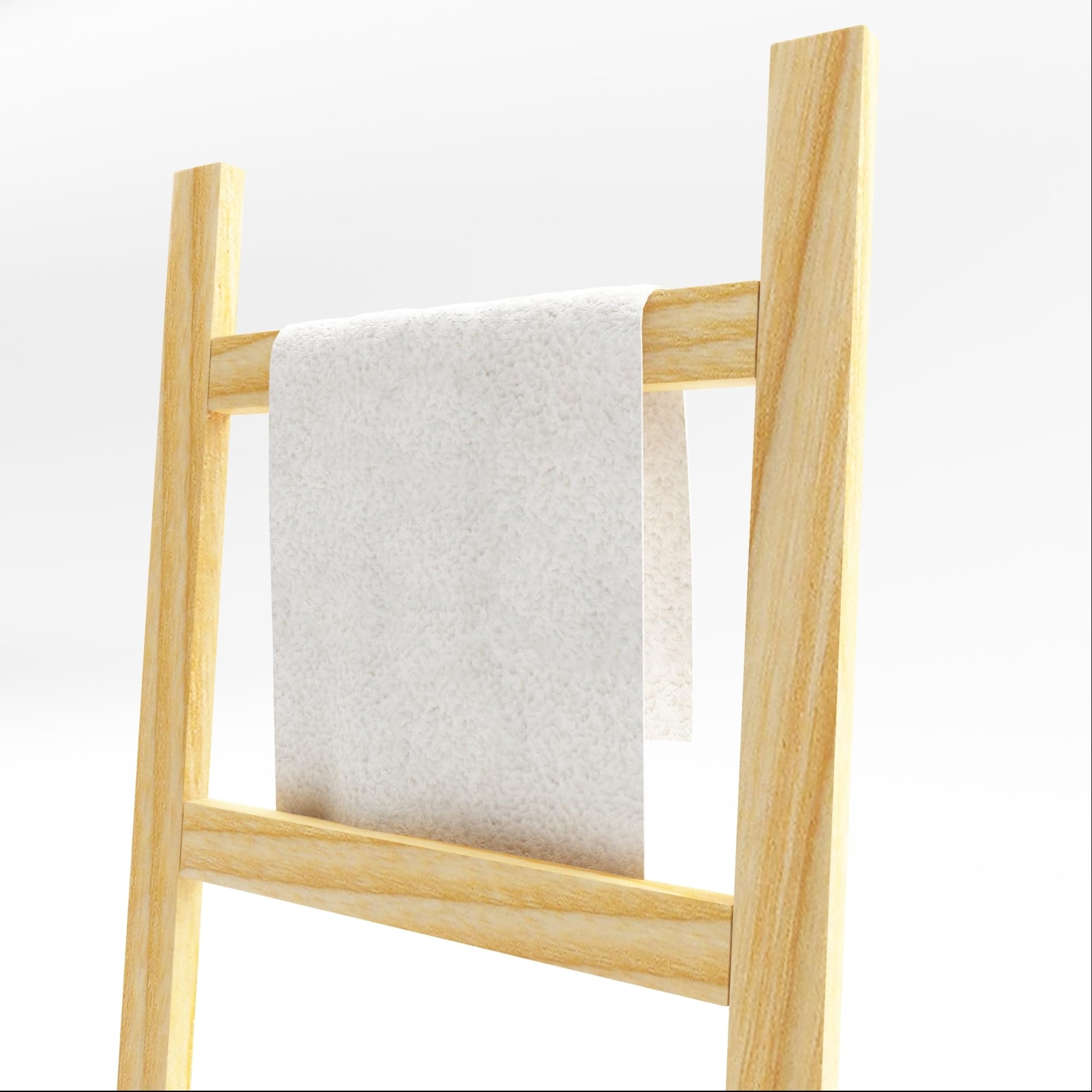 [en.casa] Scala Porta Asciugamani da Bagno Portasciugamani da Terra a Forma di Scala a 4 Pioli 120 x 47 cm Legno di Pino - Naturale