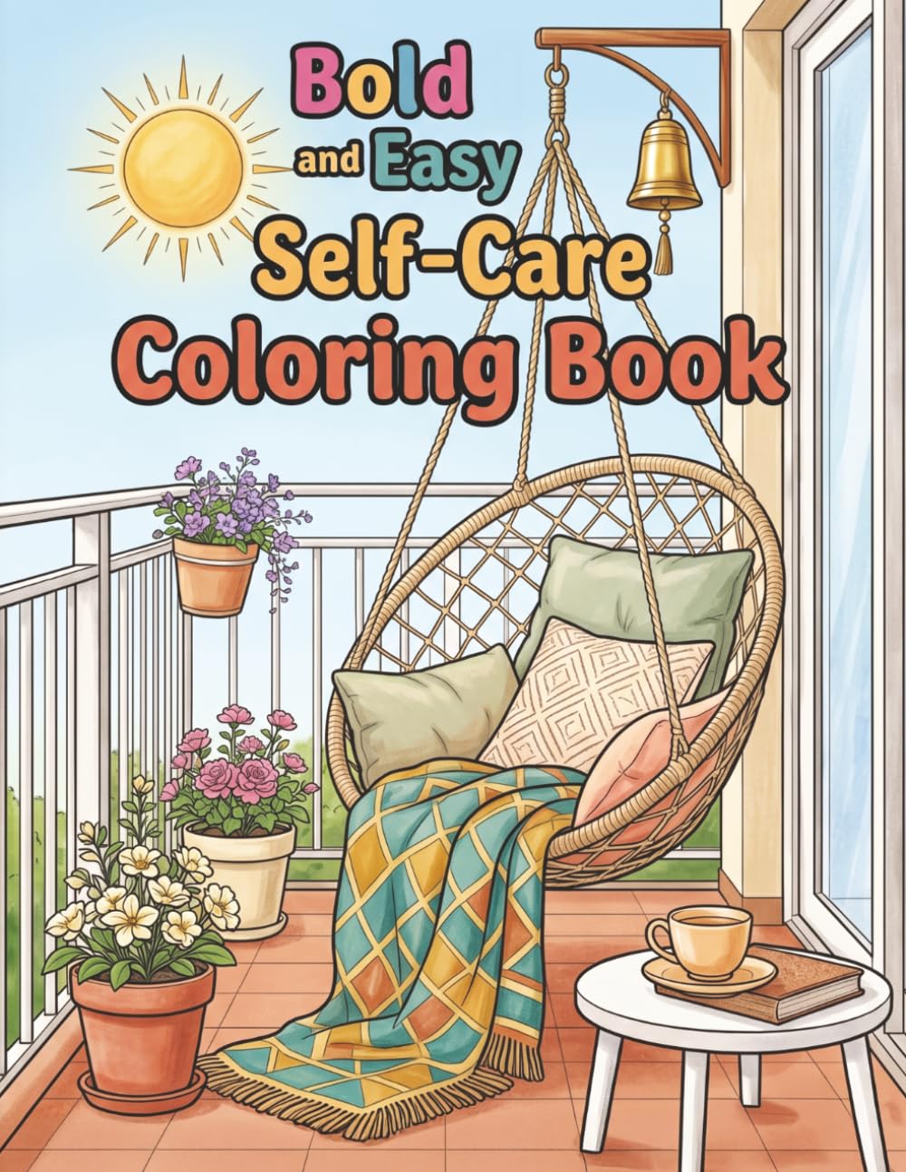 Bold and Easy Self-Care Coloring Book: A Cozy and Simple Coloring Book with 40 Relaxing Scenes