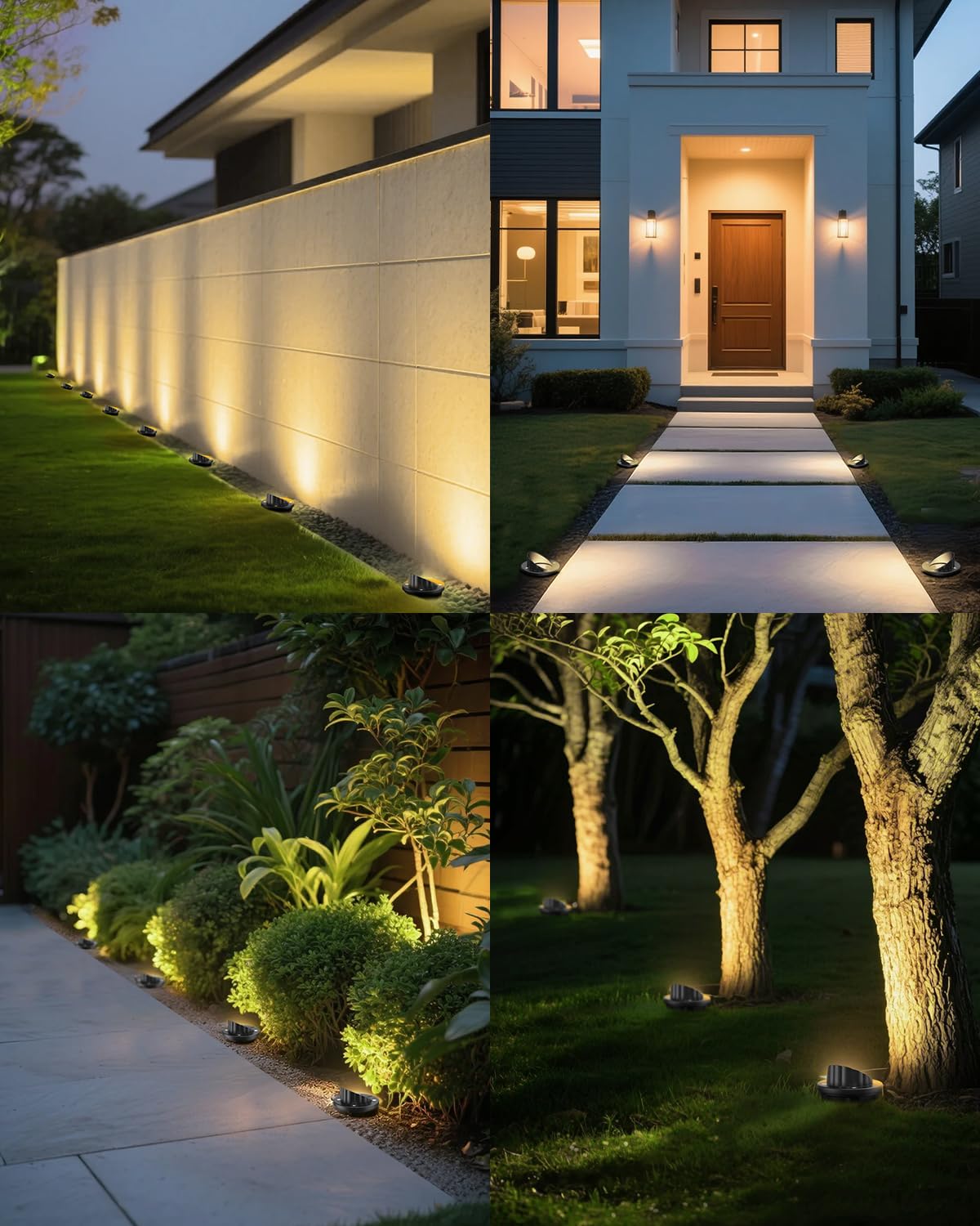 HIBOITEC Set di 12 Proiettori LED Interrati da Giardino 12W a Bassa Tensione 1200LM con Connettori, IP67 Impermeabile Illuminazione Sentieri - Luci da Esterno per Suolo per Giardino, Viale, Patio
