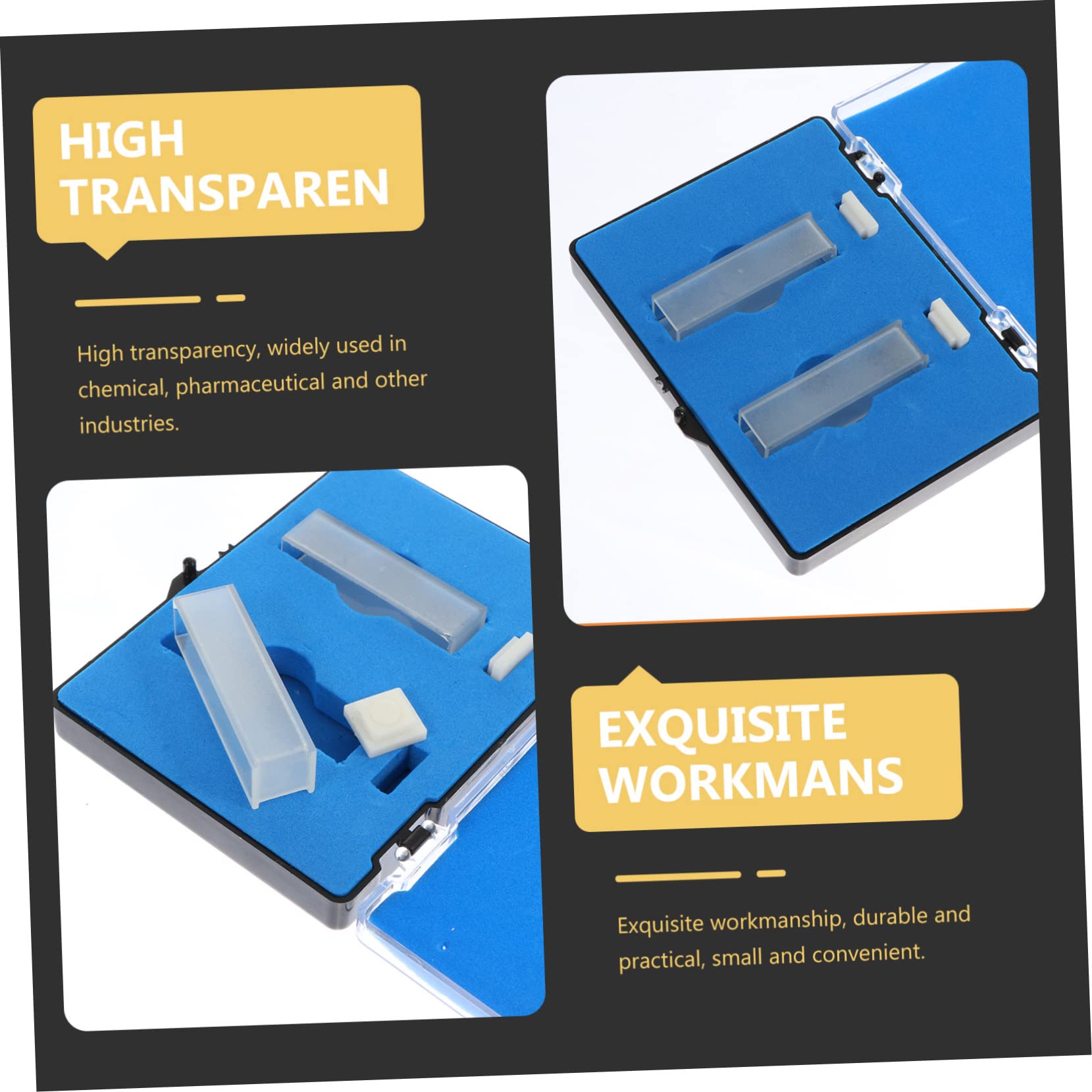 Lot de 2 Cuvettes en Quartz de 10mm pour Laboratoire, Microcuvettes à Usage Chimique Haute Transparence, pour Spectrophotomètre et Applications Industrielles