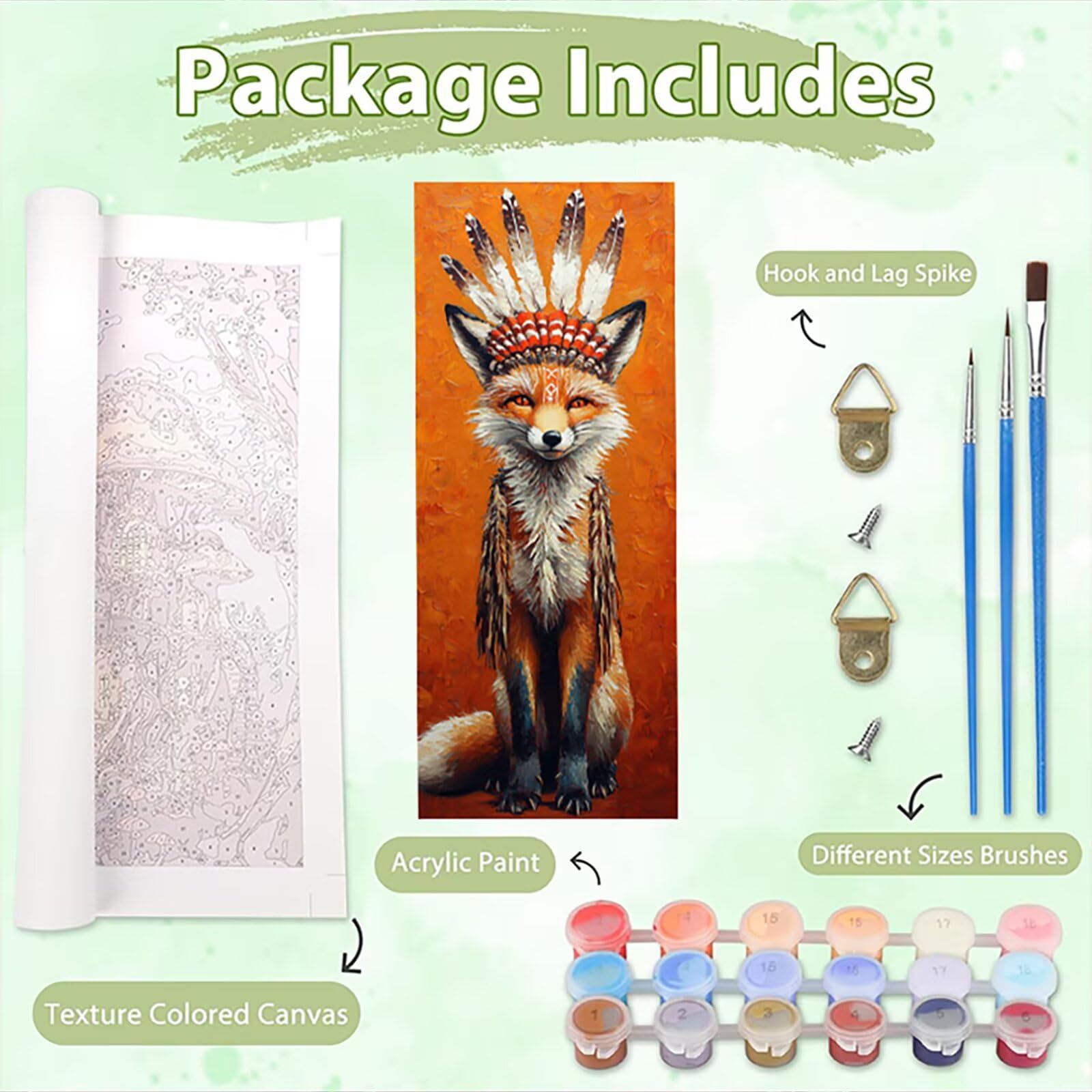 Malen Nach Zahlen 50x150cm Leinwand Tier Malen Nach Zahlen Erwachsene mit Ohne Rahmen, DIY Kreativ Set für Erwachsene mit Pinseln und Acrylfarbe, Zimmer Deko Fuchs Landschaft Geschenk, P0M-593