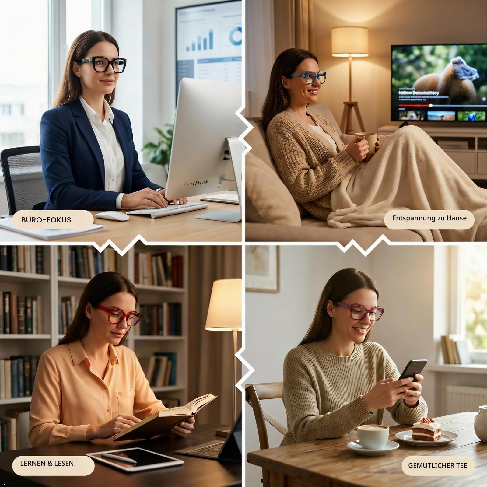 Eyekepper Blaulichtfilter-Lesebrille ohne Metall, schraubenlos mit Feder-Scharnieren Übergröße Cat-Eye 6er-Pack Computer-Lesebrillen für Damen