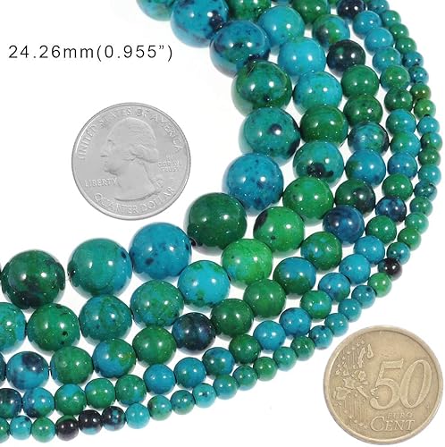 Miniatura 3 de Cuentas de piedra natural de crisocola de 0.236 pulgadas (0.236 in), cuentas redondas sueltas, piedra energética de cristal, potencia curativa para