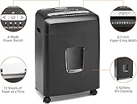 Vista 5 de Yaxa Basics Trituradora de CD de papel micro cortado y tarjeta de crédito de 12 hojas (modelo nuevo) con contenedor de 6 galones, negro