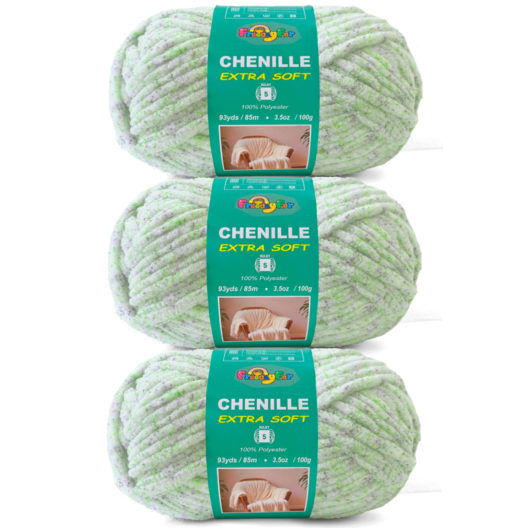 FREEASYFAR Super Soft Velvet Chenille Yarn Spring Meadow