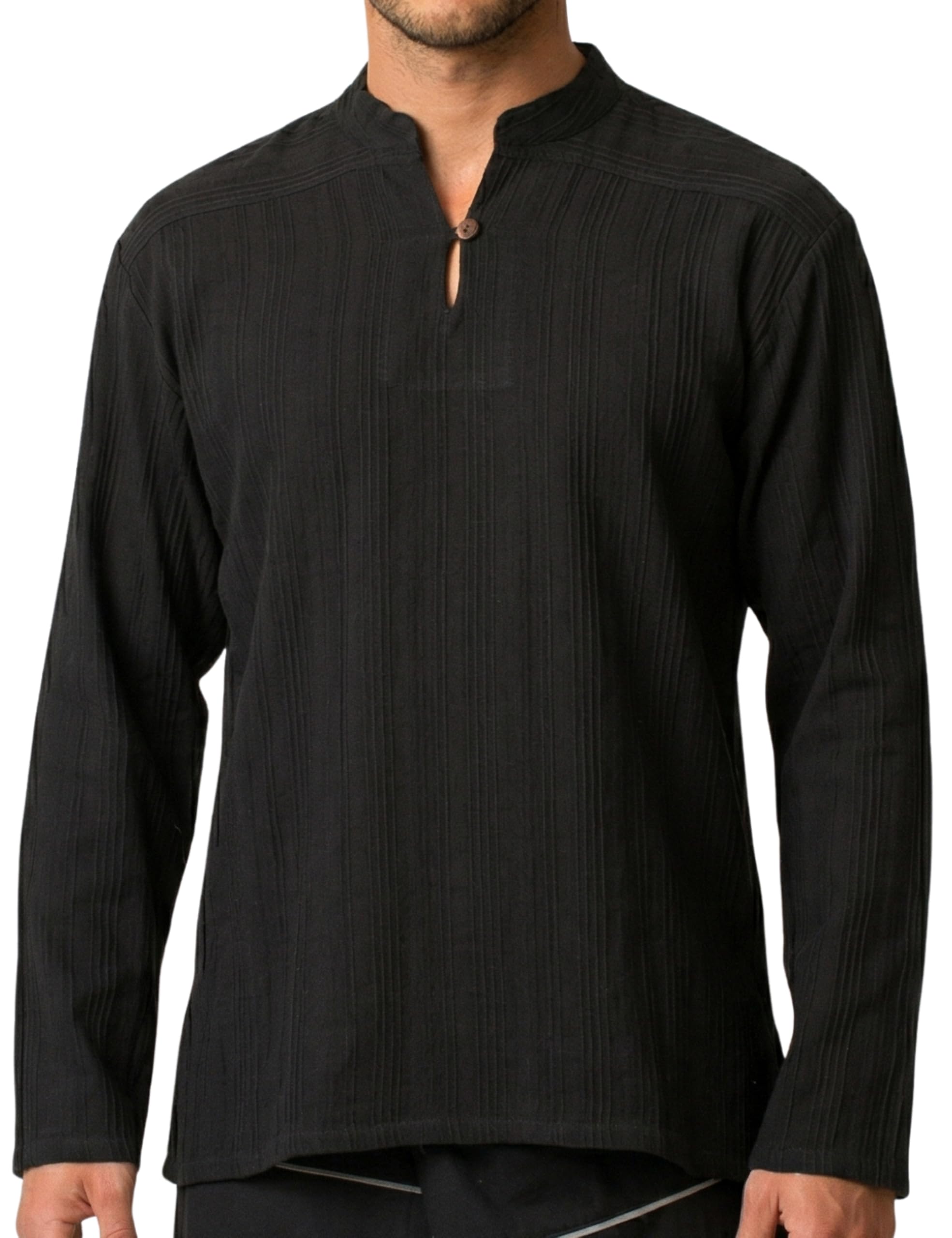 Panasiam Men's Black Long Sleeve Shirt Ben, Black, L, Longsleeve