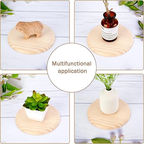 Miniatura 5 de Pllieay 2 placas redondas de madera de 7 pulgadas sin terminar, base de exhibición de madera para proyectos de manualidades