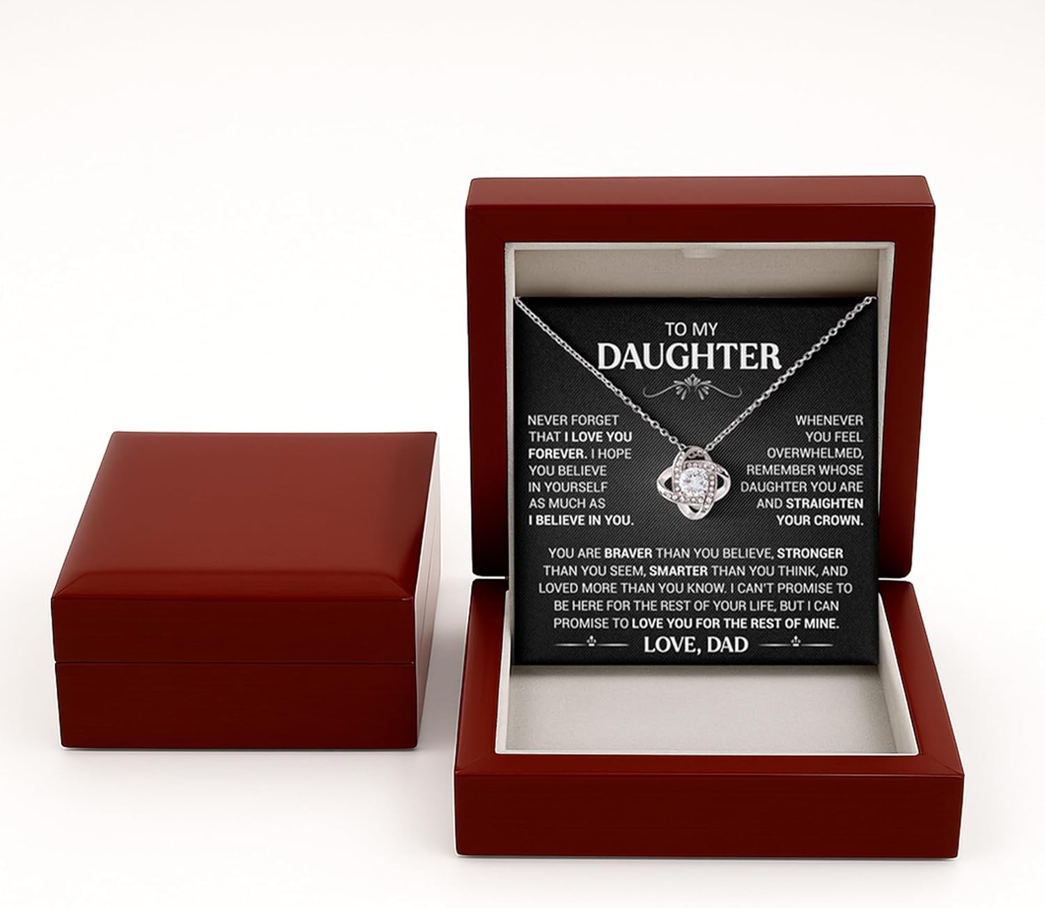 LUXUS™ Love Knot Necklace for Daughter – Inspirational 18K White Gold Finish, Thoughtful Gift from Mom & Dad, Birthday, Graduation & Christmas Jewelry - Image 2