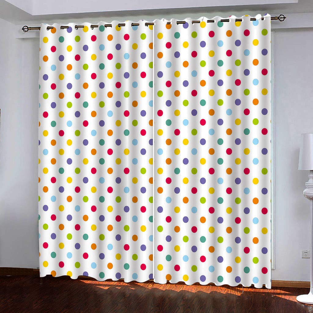 Rideaux et draperies de qualité supérieure occultants à pois blancs 132x175 cm