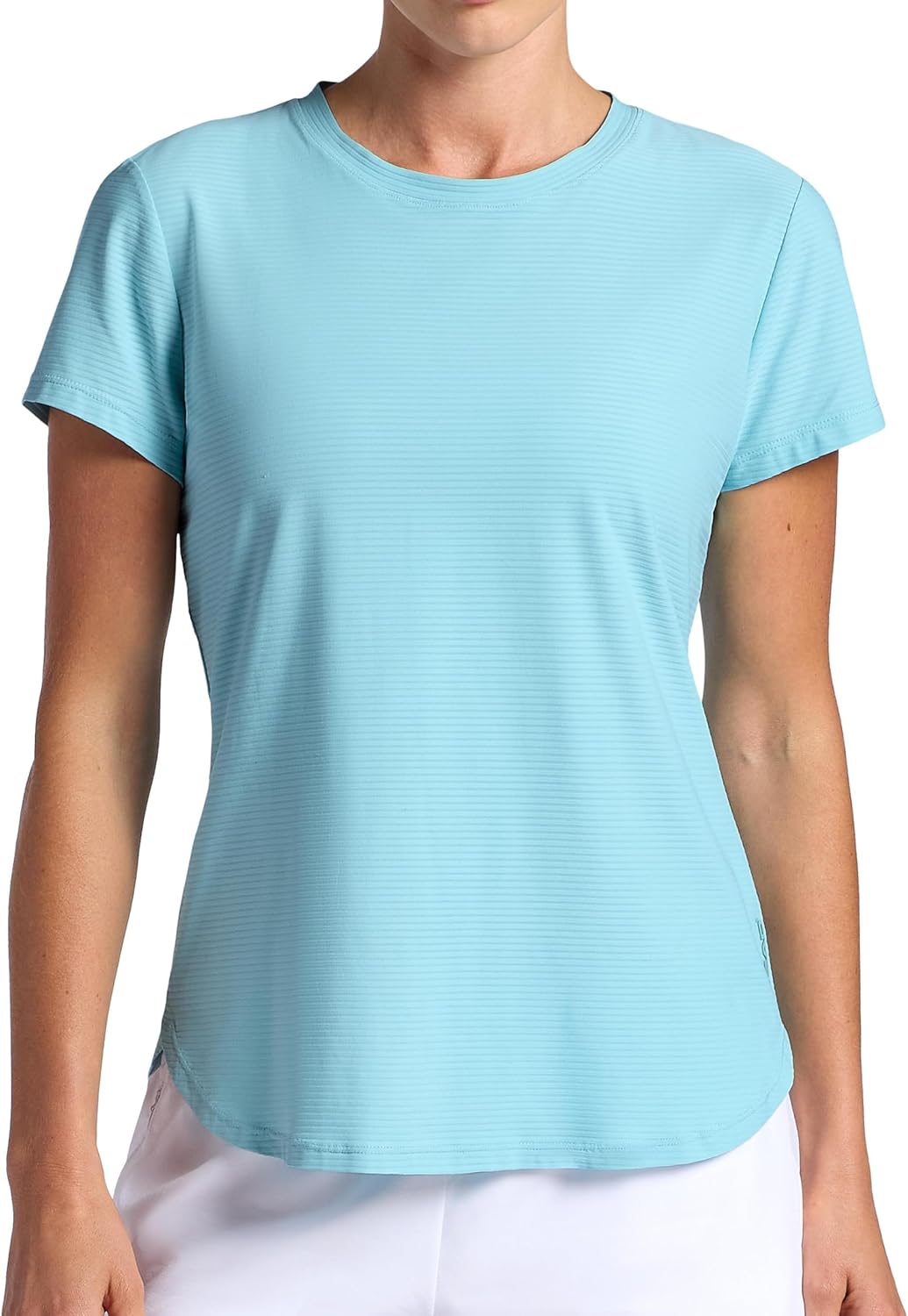 Head Womens Shadow Stripe Crewneck T-Shirt, Slim Fit, Stretch Lightweight Material