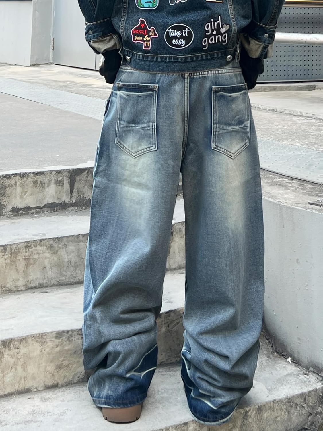 Men's Y2K Baggy Jeans Wide Leg Denim Pants Vintage Streetwear Skate Jeans Loose Fit Hip Hop