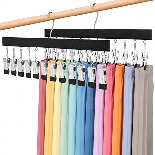 Closet Organizer, 24-Clip Pants Hanger, 2 Pack Black