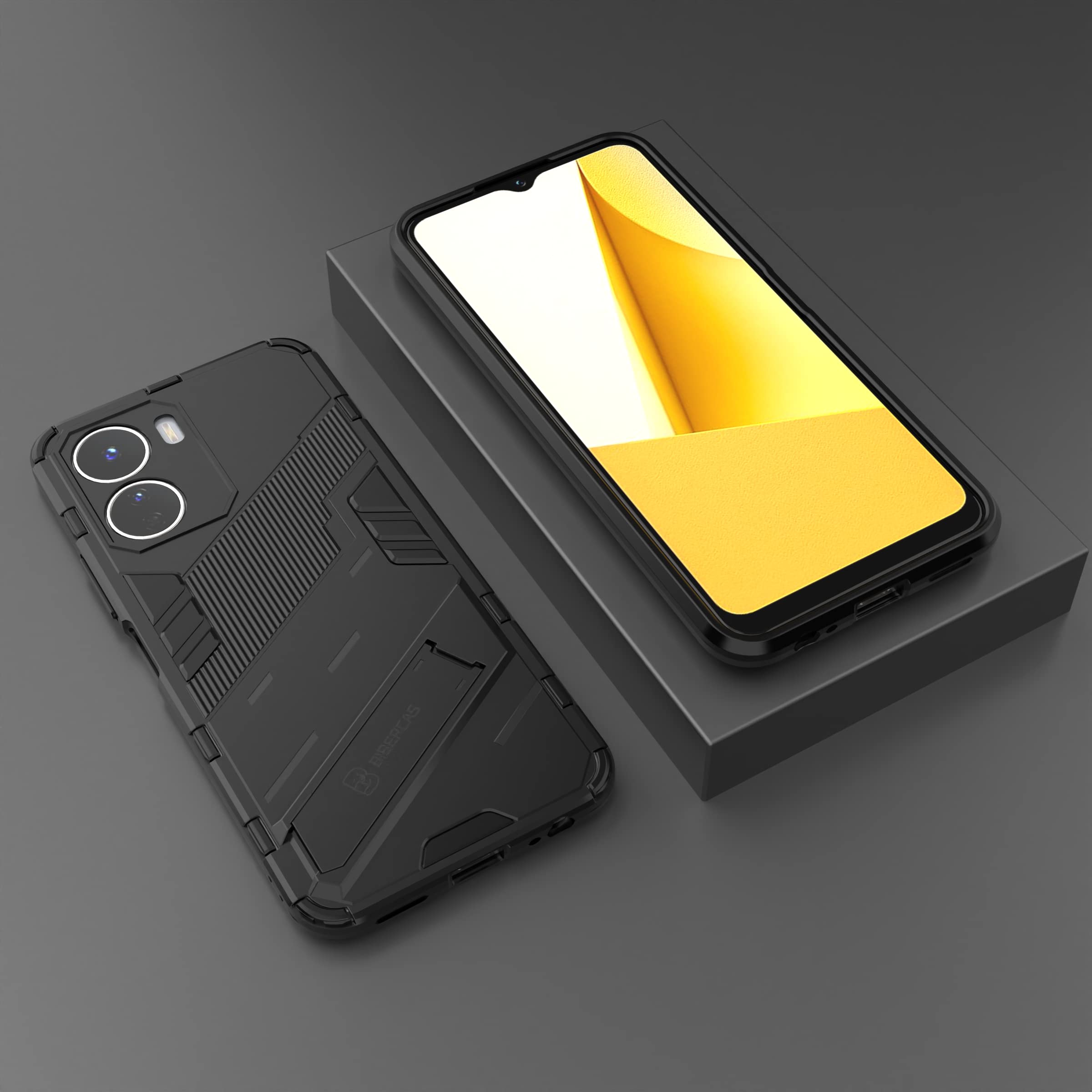 Custodia Per Vivo Y16 2 In 1 TPU/PC - Antiurto Heavy Duty Con Paraurti - Bordo Rialzato - Colore Oro Rosa