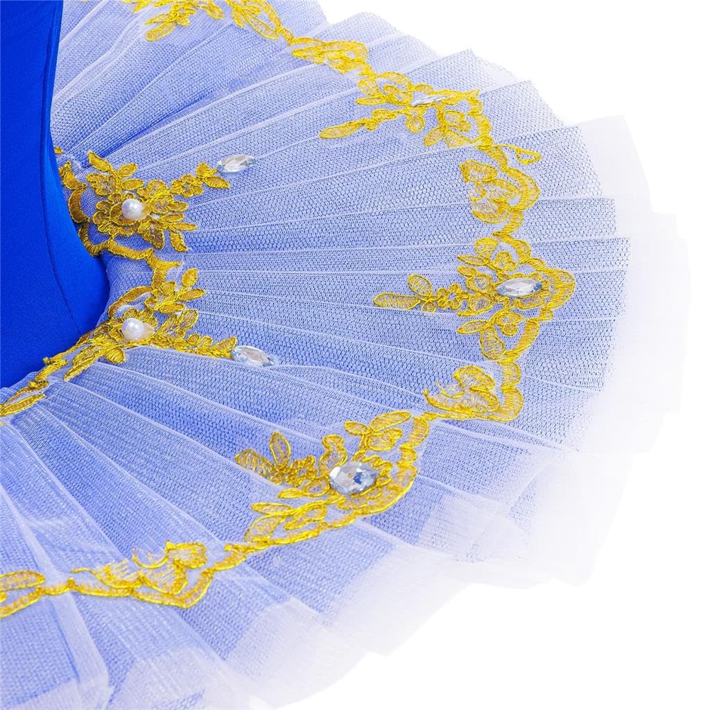 Lito Angels Maedchen Ballett Tutu Kleid mit Gold Applikation und Strass, Ballerina Tanzkostuem fuer Kinder, Ideal fuer Auffuehrung, Feier, Schule und Fotoshooting