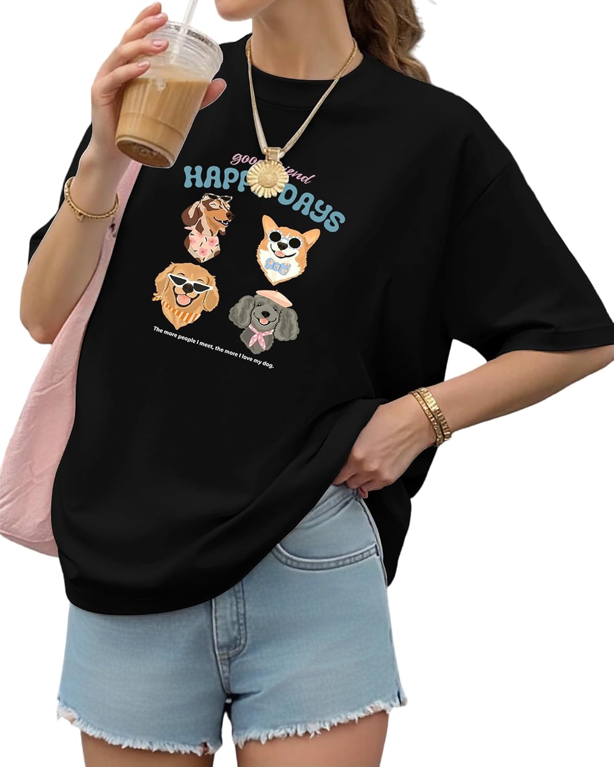 Aiyino Womens Dog Mom Graphic Tee Cute Dog Art Shirt for Pet Lovers Relaxed Fit Casual Gift Top