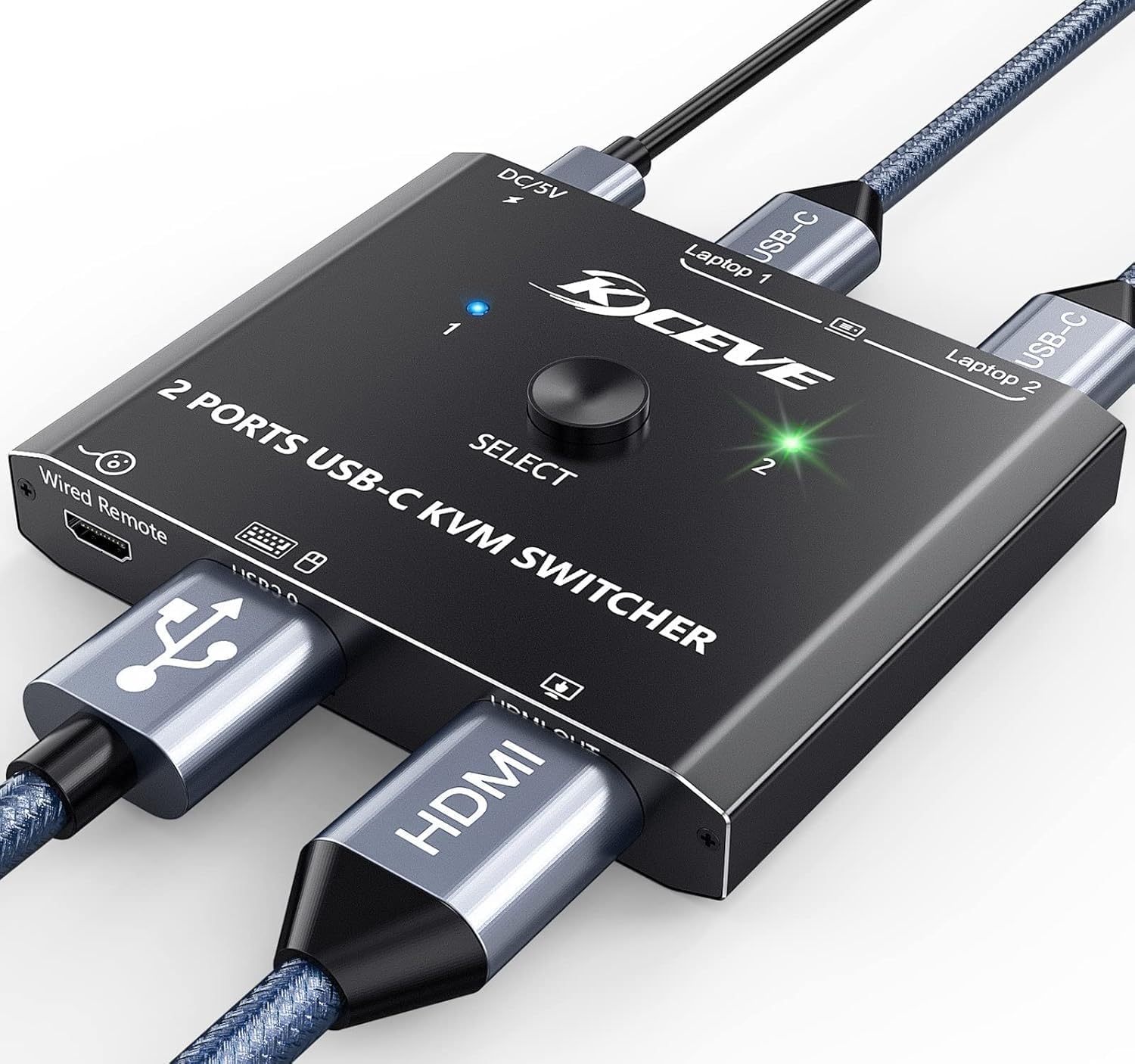 USB C KVM Switch 4K@60Hz,MLEEDA KVM Switch USB C for 2 Laptops Share Single HDMI Monitor and Keyboard Mouse,Compatible with Windows,Mac OS,Wired Remote and USB Power Cord Included