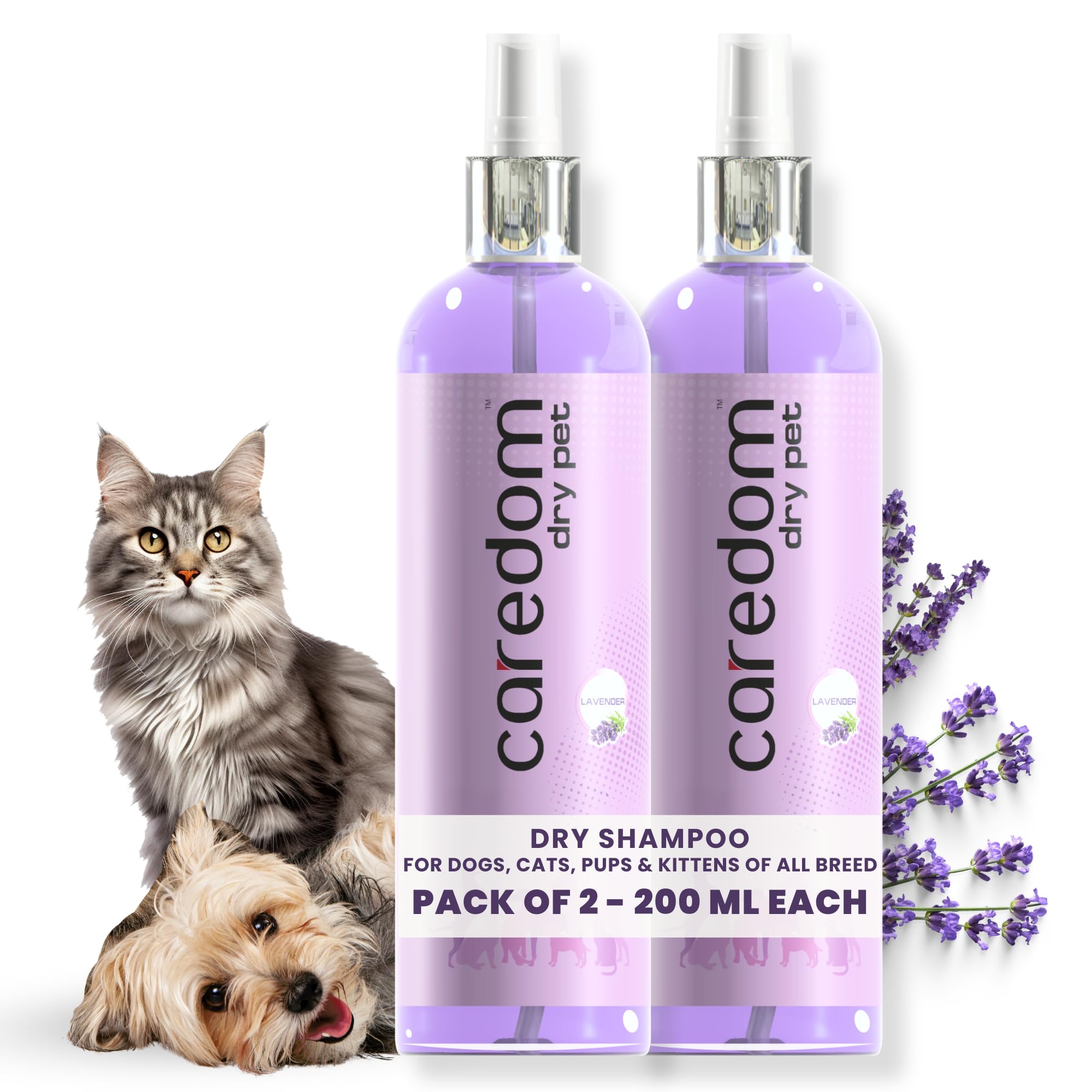 Caredom Combo Offer Pet Dry Dog Shampoo & Cat Dry Shampoo For Water Free Bath | Dry Shampoo Spray With Lavender Extracts | Dog&Cat Shampoo | Pack Of 2 (Each 200Ml, 400 Milliliter) (B09NSVZW63) Amazon Price History, Amazon Price Tracker