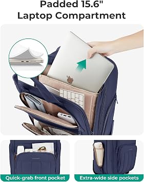 BAGSMART Small Underseat Carry on Luggage with Wheels, 16 inch Small Under Seat Luggage, Lightweight Travel Suitcase for Women, Navy Blue