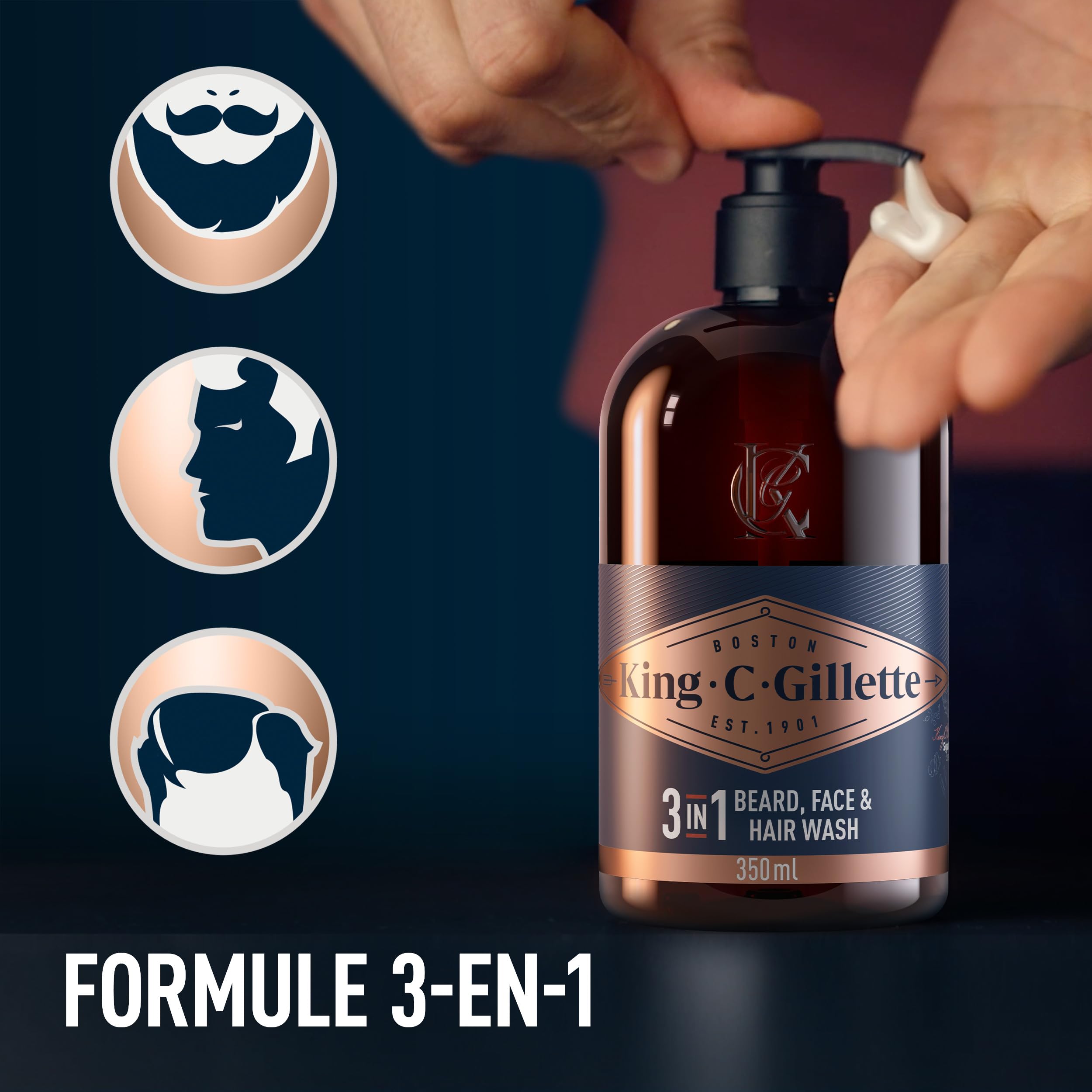 King C. Gillette Kit Barbe Homme avec 4 Soins Visage