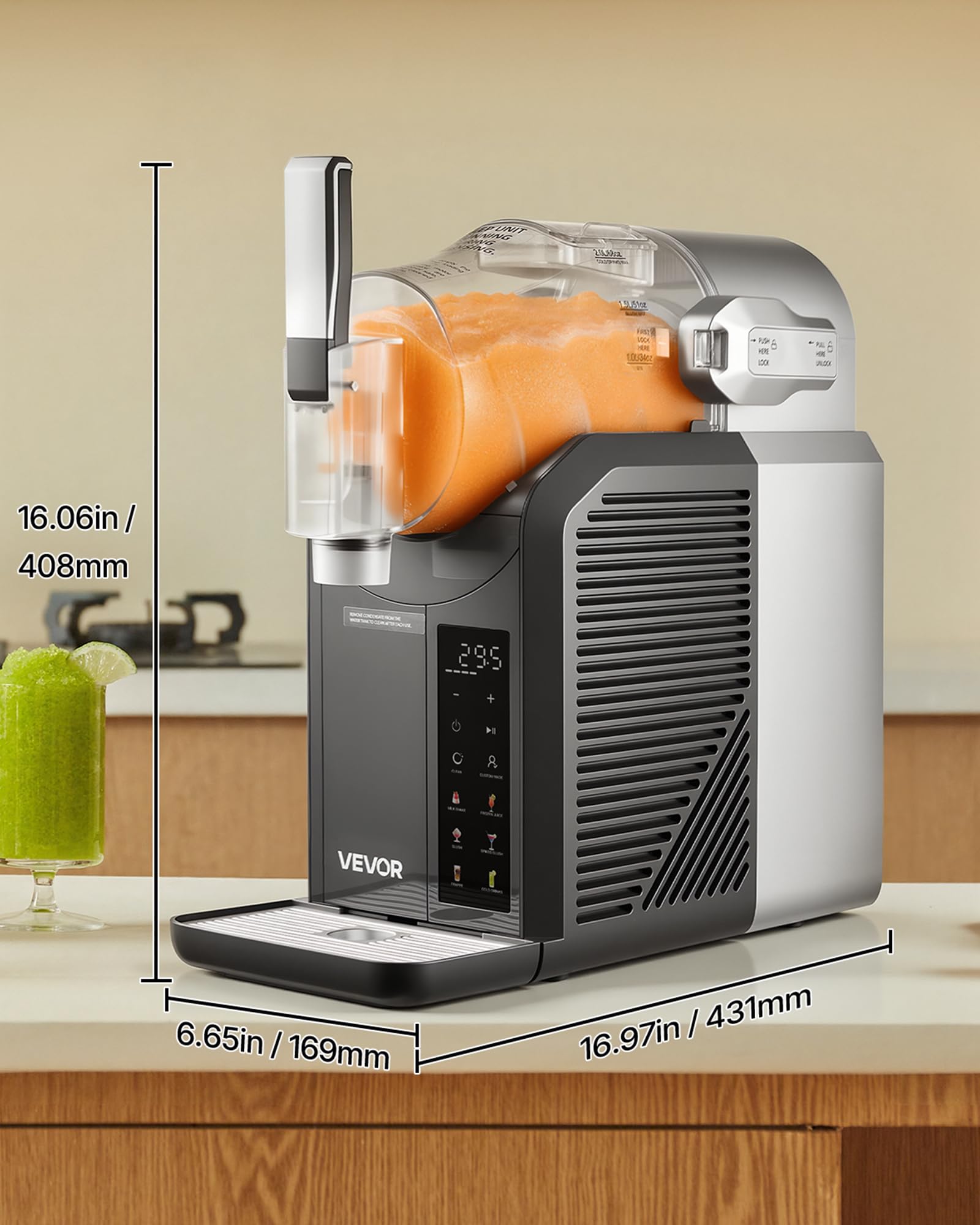 VEVOR Mini Macchina per Bevande Ghiacciate da Casa, Capienza ca. 2 Litri, Macchina per Frullato Slush Senza Ghiaccio con Funzione Autopulizia, Bevande Fredde, 6 Programmi Preimpostati, Uso Domestico