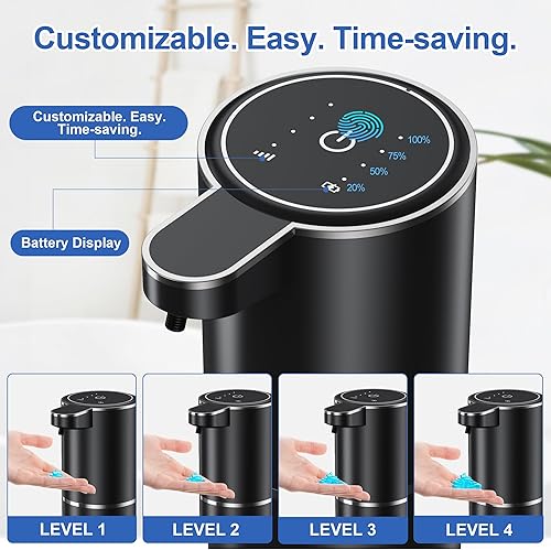Miniatura 3 de Dispensador automático de jabón, 4 niveles de volumen de jabón ajustables, entrega de jabón 0.25S, capacidad de 12.8 fl ozbomba de sensor sin