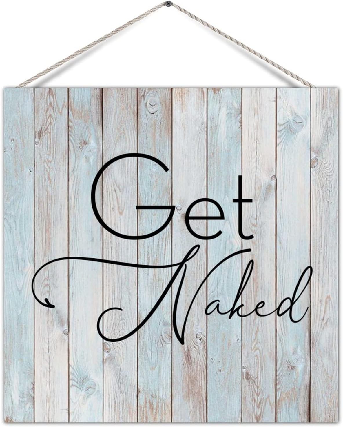 Amazon.com : Farmhouse Bathroom Pallet Sign Plaque Get Naked Retro Wood ...