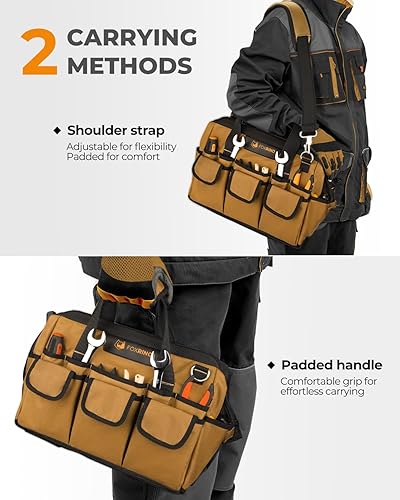 Miniatura 7 de Bolsa de herramientas resistente de 14 pulgadas, 42 bolsillos portátil vacía caja de herramientas organizadora, organización de caja de herramientas