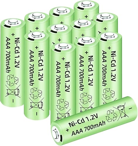 Miniatura 1 de AMZZN 12 pilas recargables AAA Ni-Cd de 1.2 V 700 mAh para luces de jardín, luces solares al aire libre, calculadoras, juguetes para niños, relojes