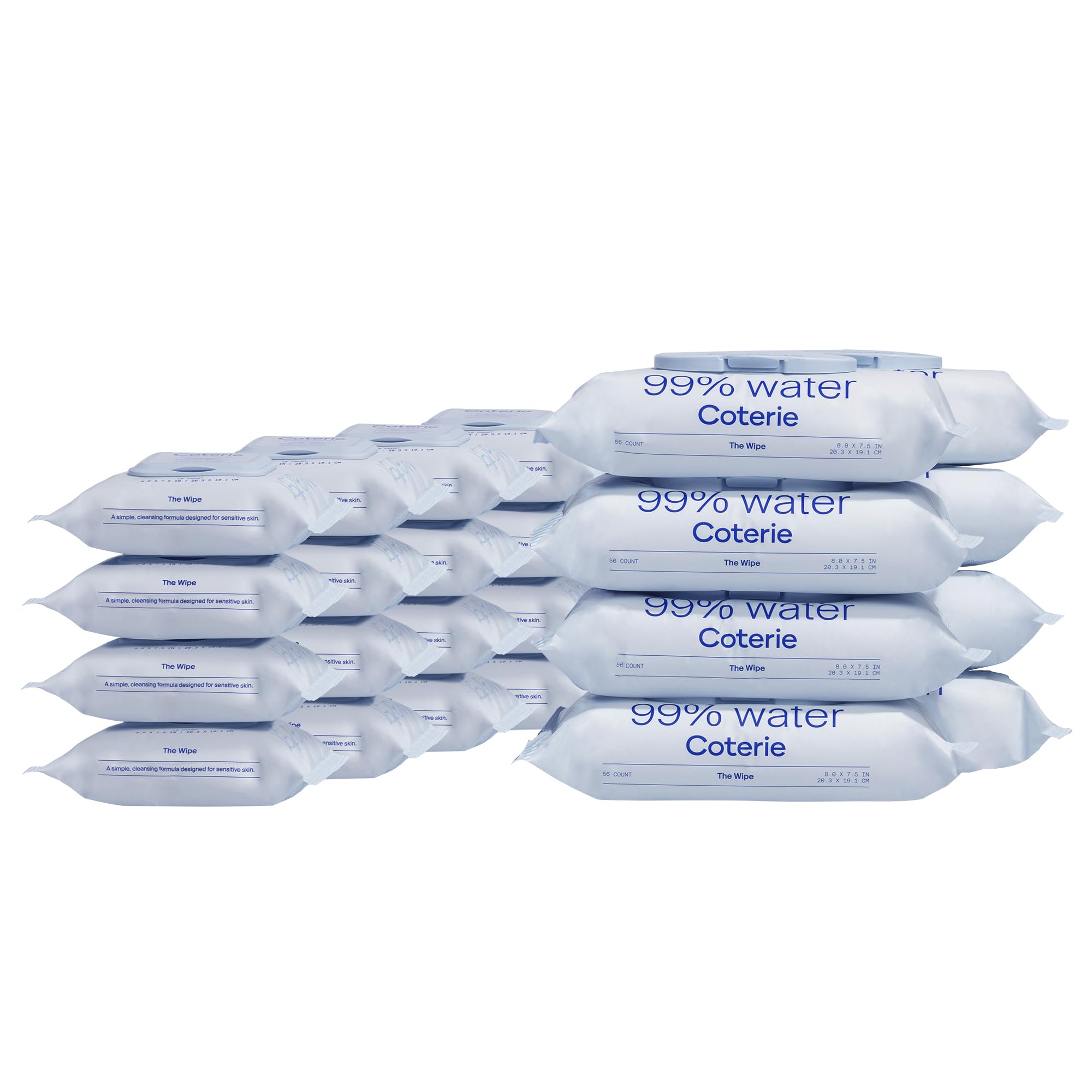 Coterie Baby Wipes Bundle, 16 Pack Travel Wipes (288 count) + 8 Pack Wipes (448 Count), Unscented, 99% Purified Water, Plastic-Free & Plant-Derived Fibers