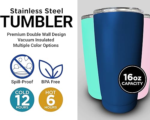 Miniatura 1 de R and R Imports Dryden Virginia Souvenir - Vaso aislado de acero inoxidable de 16 onzas con diseño Adventure Awaits color negro.