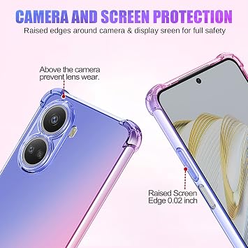Case for Huawei nova 10 SE Case, BNE-LX1 BNE-LX3 Cute Case Girls Women, Gradient Slim Anti Scratch Soft TPU Phone Cover Shockproof Protective Case for Huawei Nova 10 SE 4G (Blue/Pink)