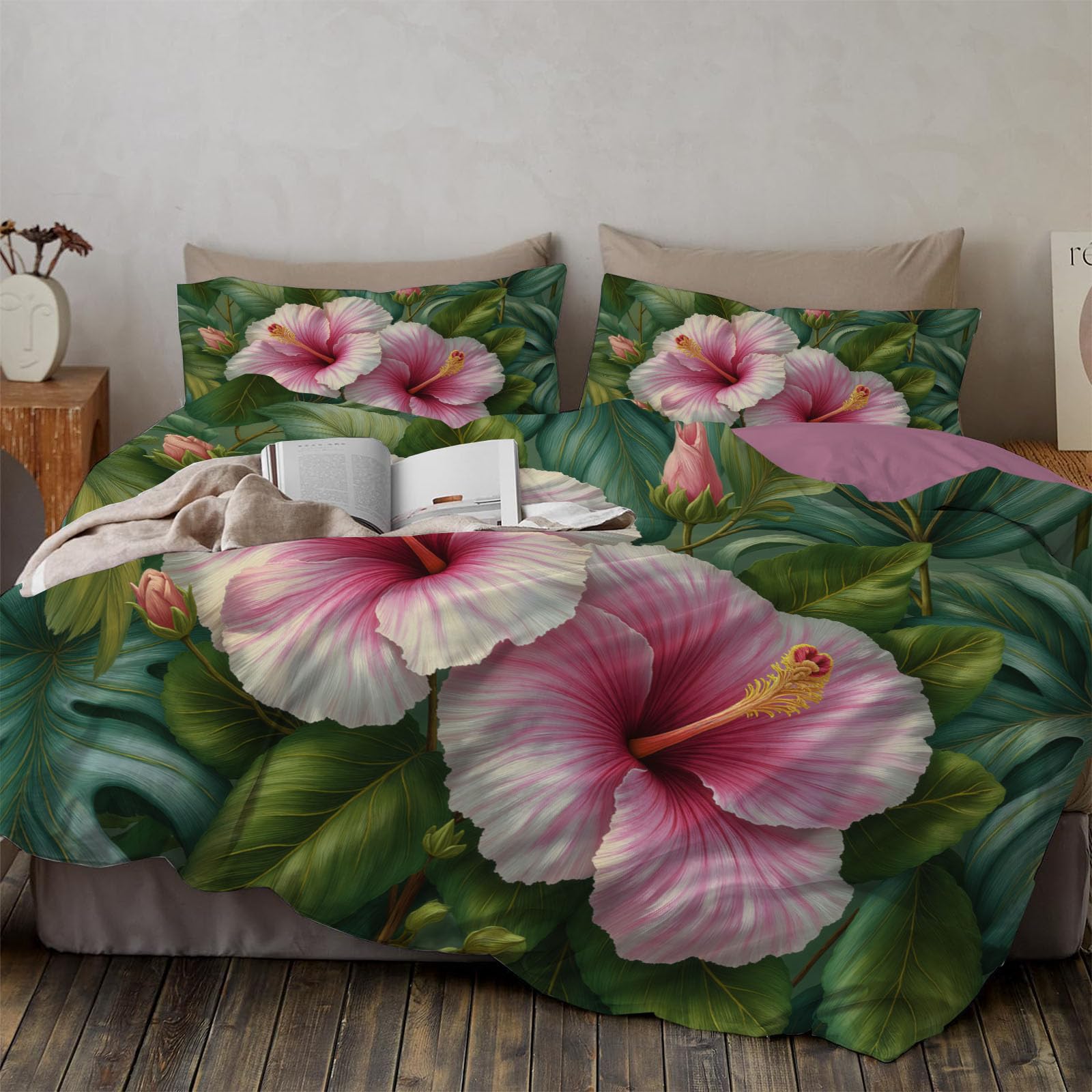 Parure de lit rose en microfibres 220x240 cm avec fermeture