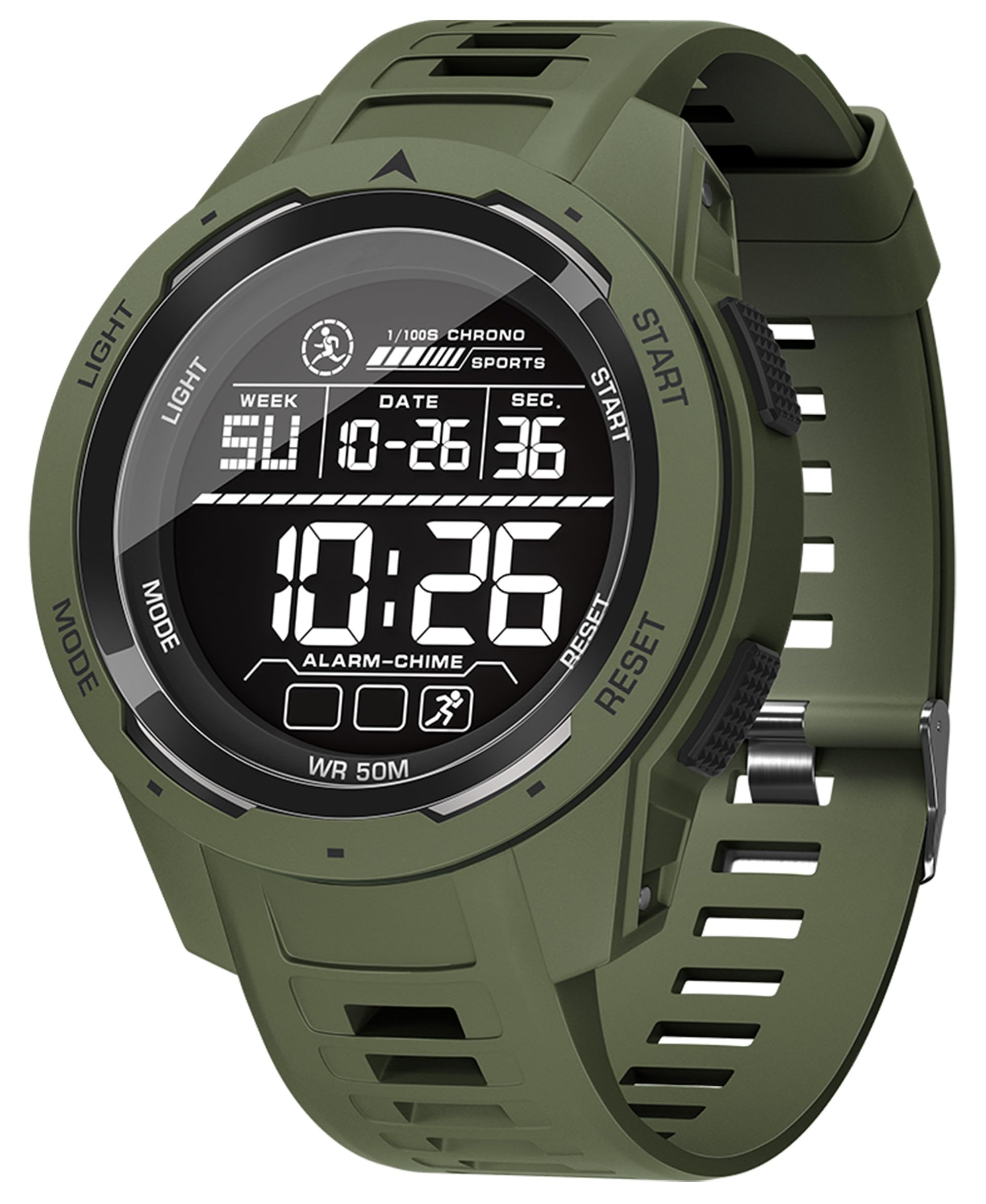 findtime findtime Reloj digital para hombre, resistente al agua, táctico, retroiluminación, cronómetro, alarma, deportivo, a prueba de golpes, calendario, al aire libre, reloj de pulsera militar, verde