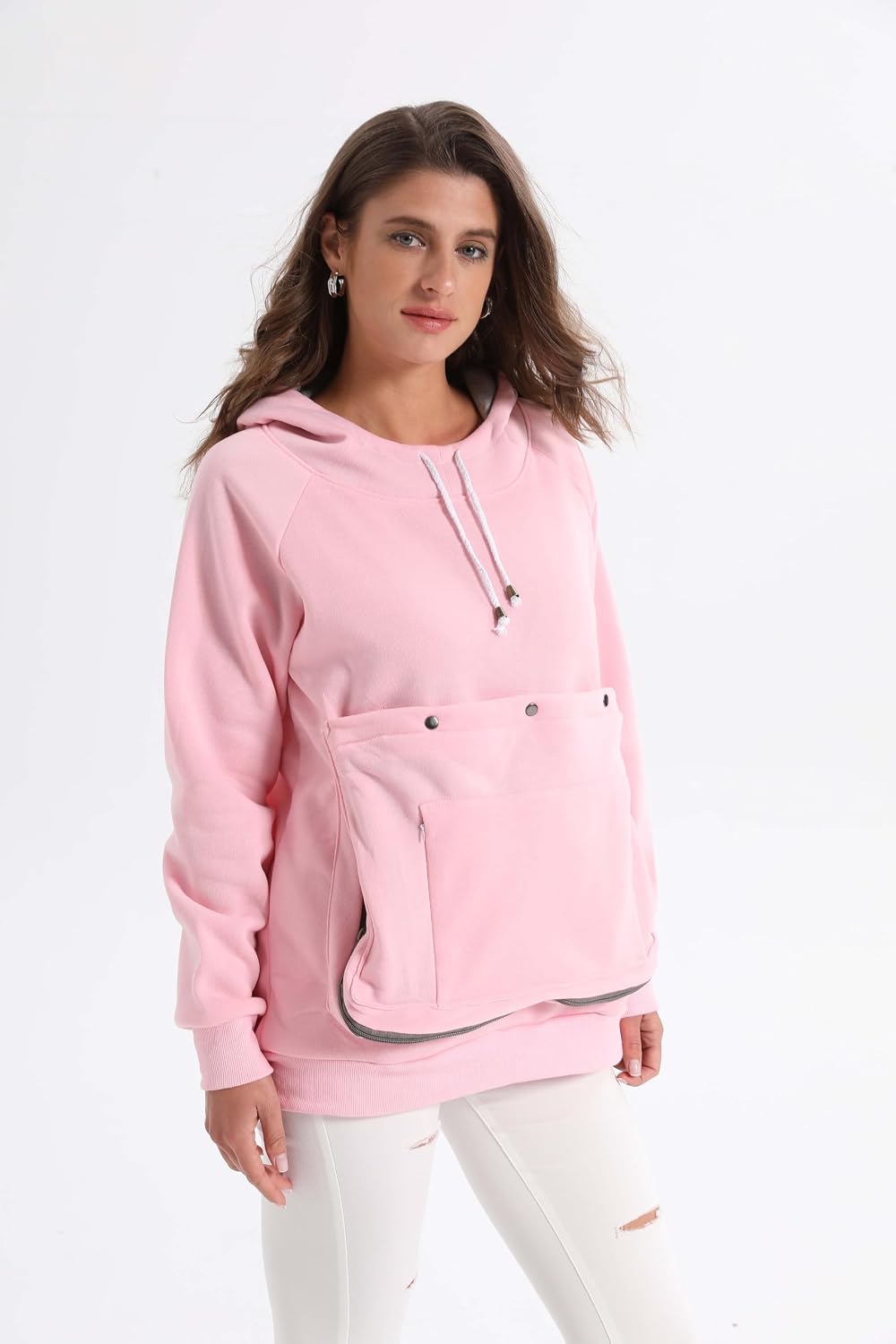 Pet Cat Dog Pouch Hoodie Small Animal Carrier – Kitten Puppy Pouch Sweatshirt Holder Fleece Unisex Hoodies Pink