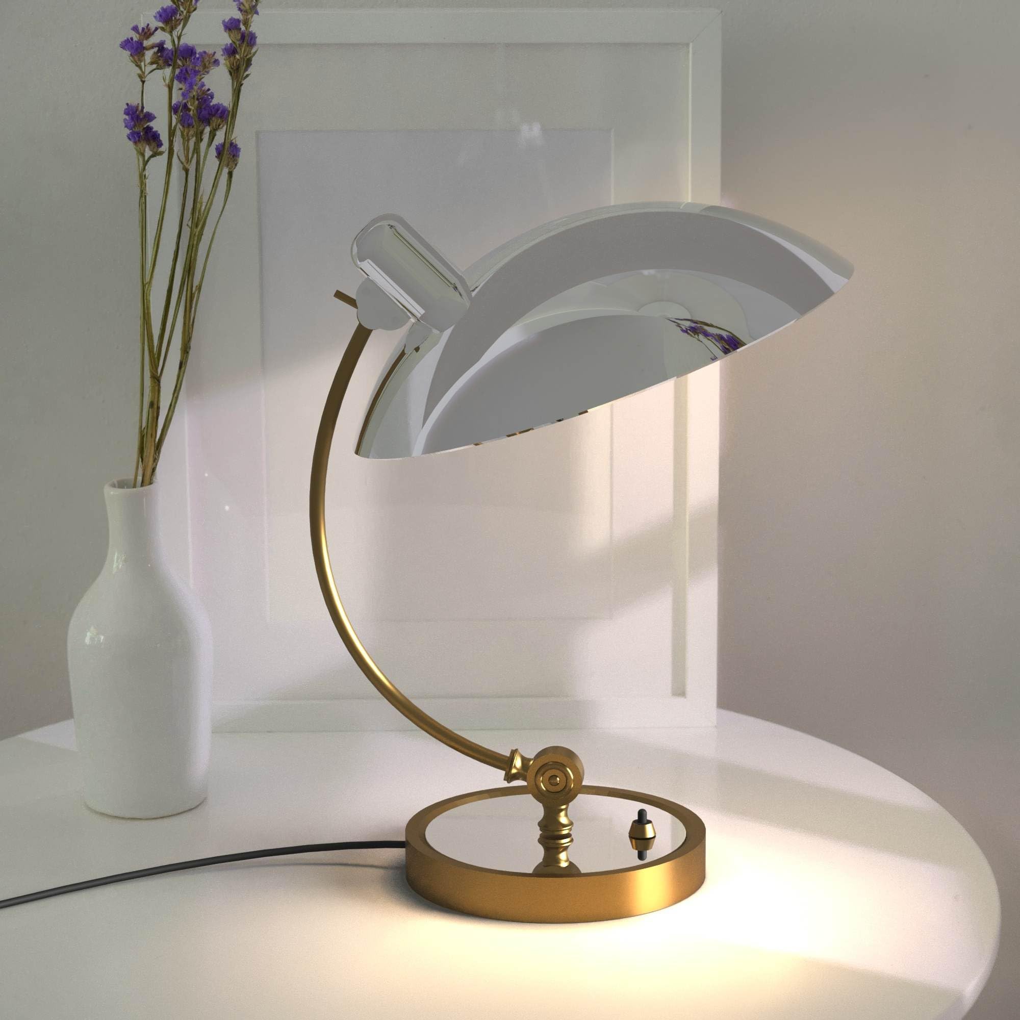 B·LED BARCELONA LED Lampada da tavolo Ulia – Design in stile Bauhaus | Lampada da scrivania con paralume orientabile, attacco E27. Lampada vintage retrò per comodino, scrivania, soggiorno