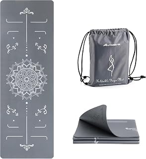 Avoalre Yoga Mat Foldable - Textured Non Slip Exercise Mat -Travel Lightweight Hot Yoga Mat with Carry Bag for Pilates & Home Workouts (72"L x 24"W x 3mm Thick)