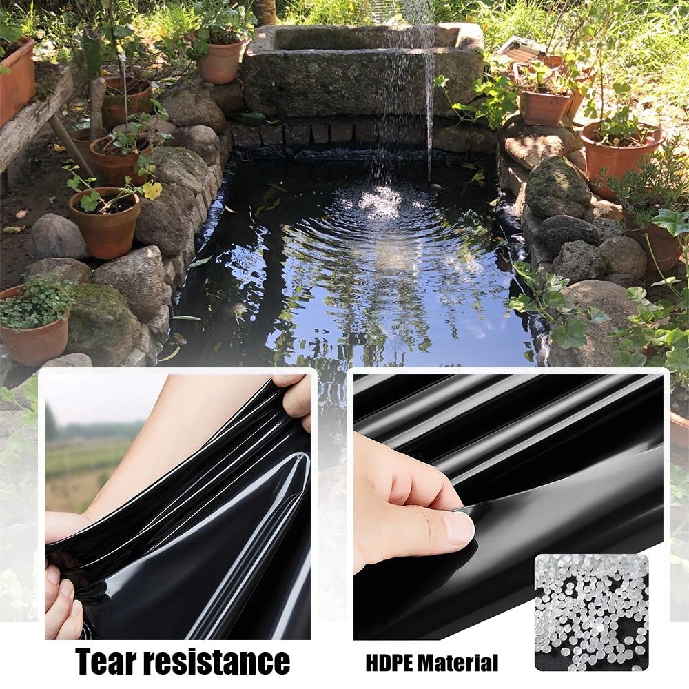 Rivestimento per Laghetto Flessibile Telo per Laghetto da Giardino, 1x1 2x2 3x3 4x5 6x8.0m Fodera Laghetto Koi Pieghevole per Fontane Paesaggistica Ninfee Pellicola(5x9.0m (16.4x29.5ft))