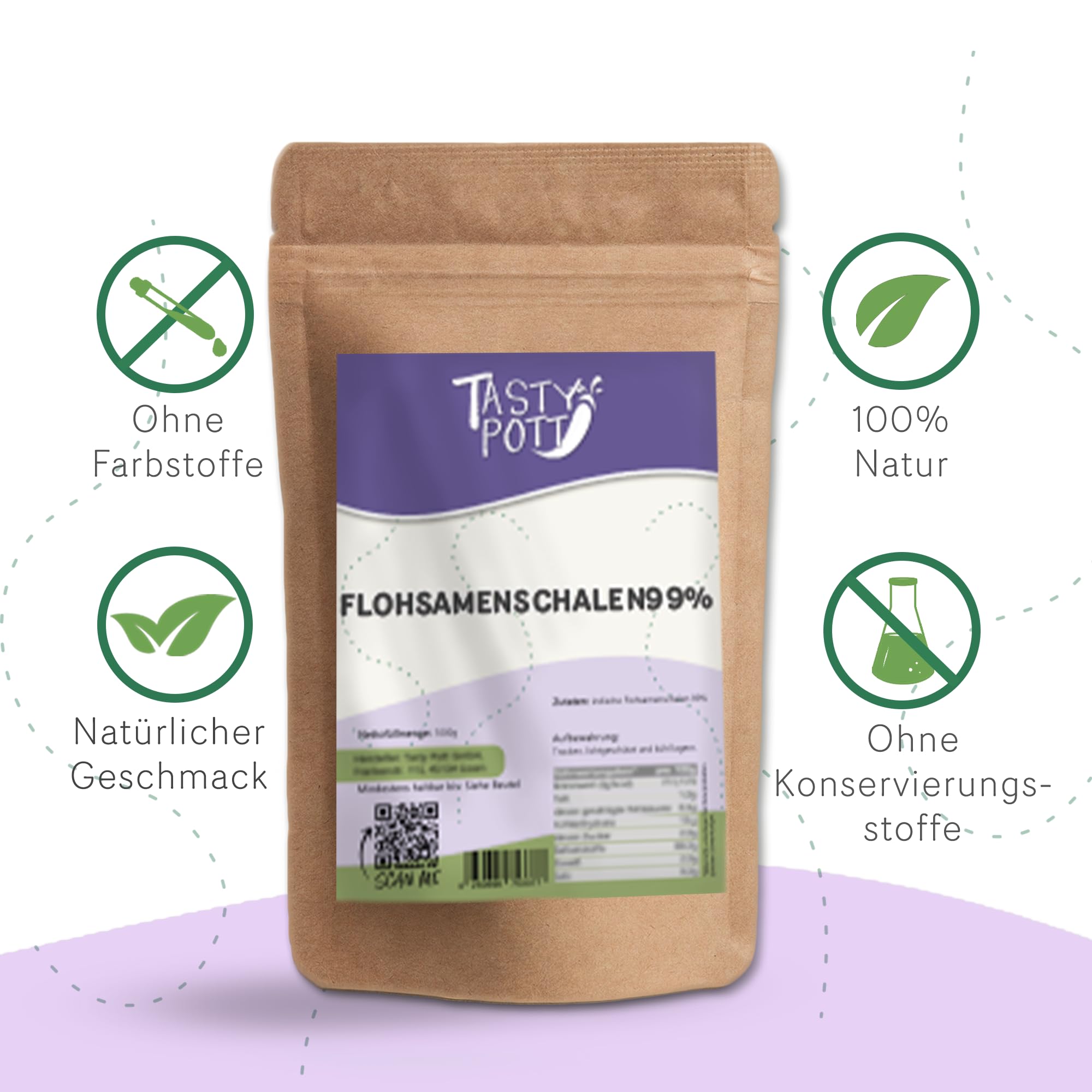 Premium Flohsamenschalen 99% Reinheit I Ballaststoffe I Vegane Ernährung I Nahrungsergänzung I Aus Flohsamen I Im Beutel 1000g (3x1000g)