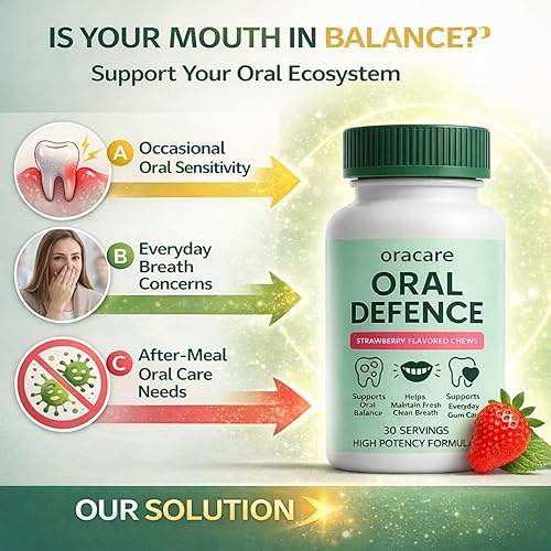 Miniatura 3 de Oracare Oral Defence - Suplemento probiótico para el equilibrio del microbioma, aliento fresco, salud de las encías y apoyo a la higiene diaria,