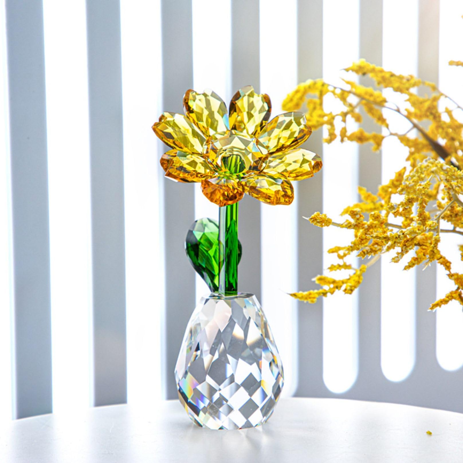 Amazon.co.jp: クリスタルガラス 造花 太陽花 インテリア 向日葵 