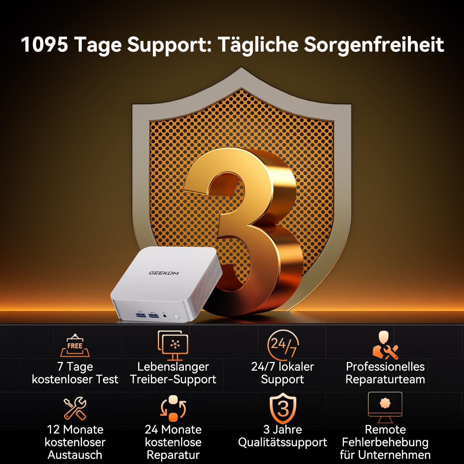 GEEKOM Mini PC A7 Windows 11 Pro Vorinstalliert mit Ryzen 5 7535HS, 1T SSD 16GB DDR5(Erweiterbar, nicht LPDDR)Mini Desktop Computer | 8K-Quad-Display | 2,5G LAN | SD-Karte für Kreativität/Office/Home
