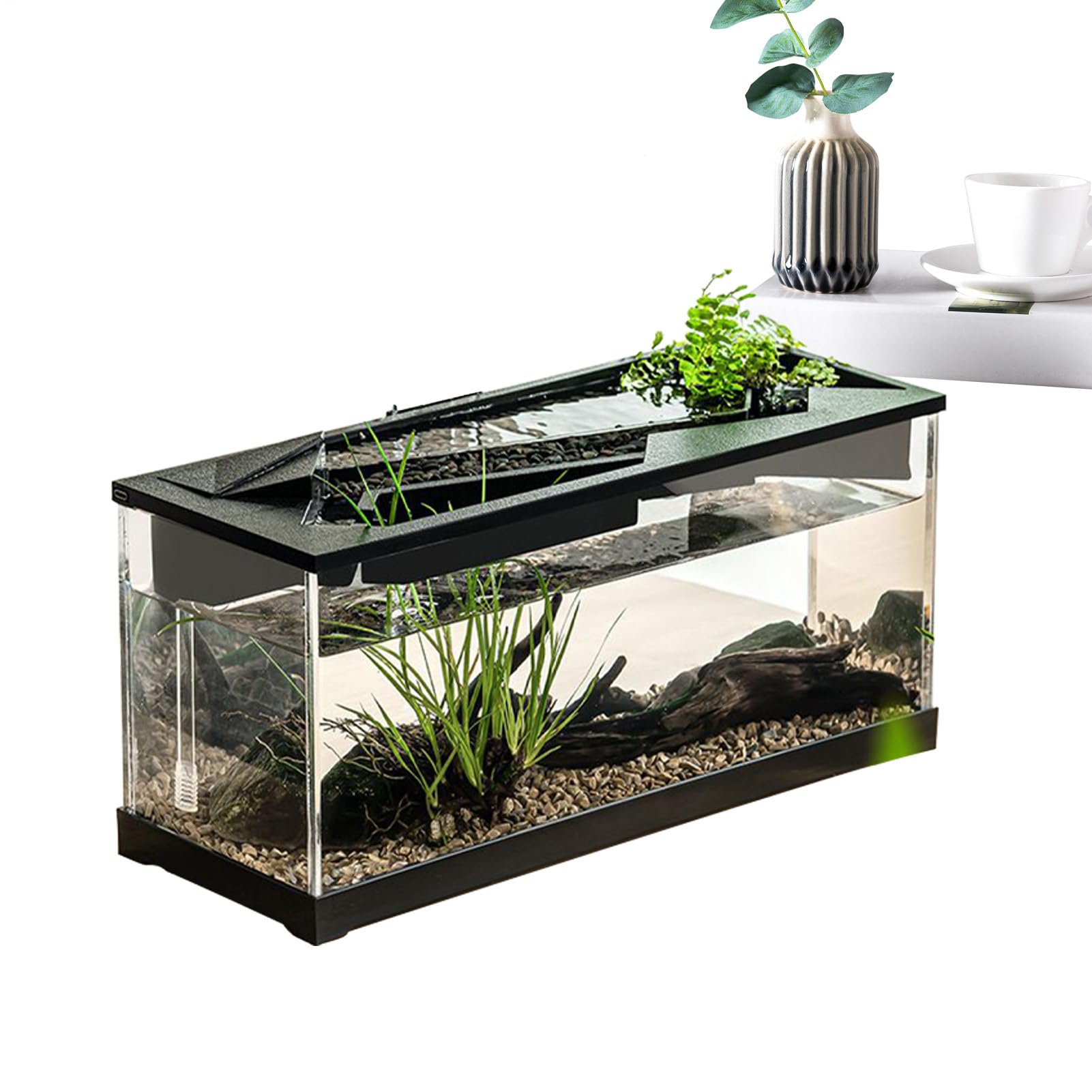 Clear Acrylic Fish Tank, Desk Aquarium with Filter, Compact Fish Tank Starter Kit, Includes Air Pump, Ideal for Tabletop, Living Room, Studio, Home Office