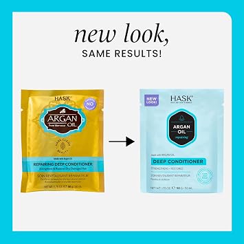 HASK Repair Argan Oil Deep Conditioner Treatment, 50ml | Argan deep conditioner, for damaged hair, repairs and restores, colour-safe, sulphate-free