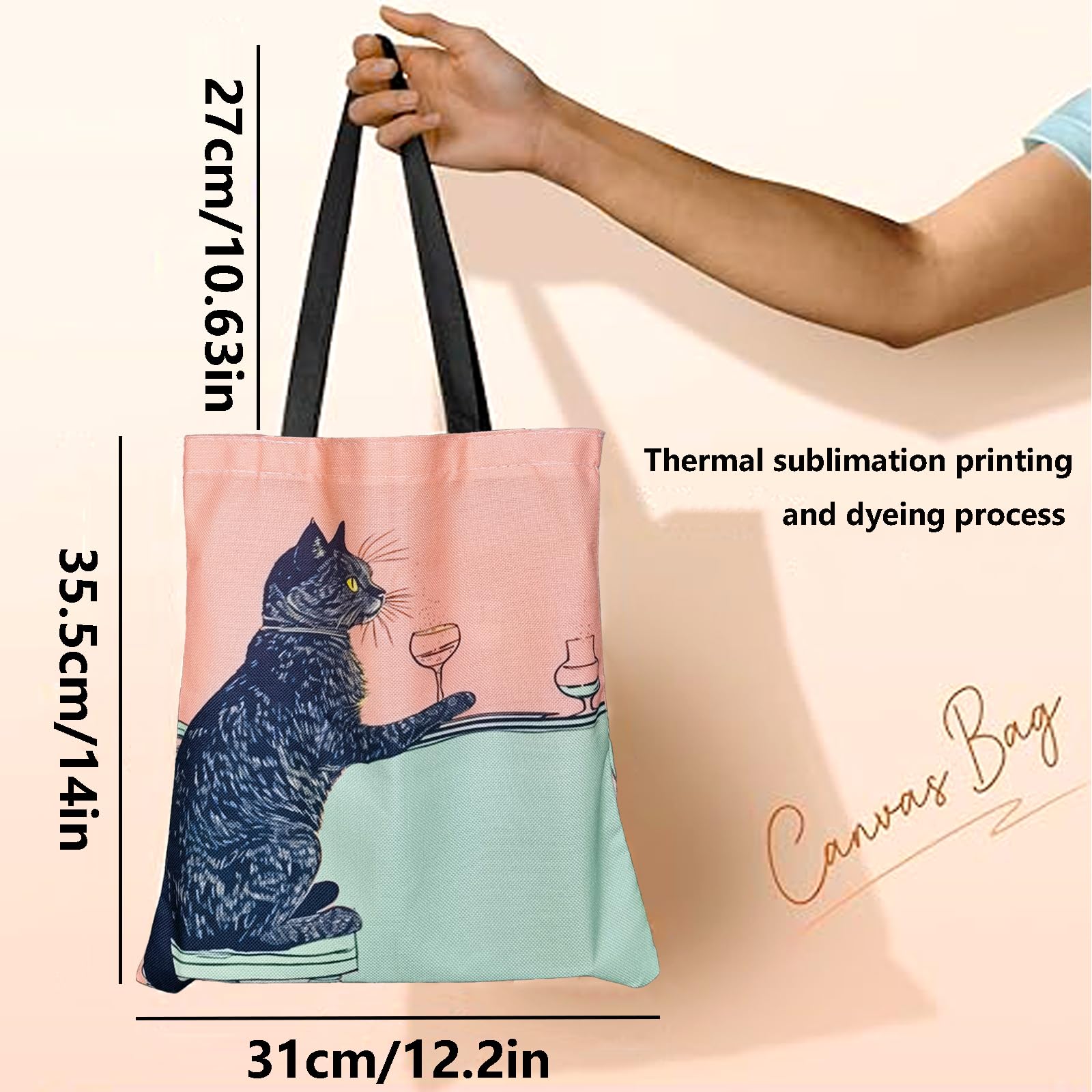 ARJDXDP Canvas Tote Bag, Girls Aesthetic Canvas Tote Bag, Reusable Shopping Bags 33 x 40 cm - Image 2