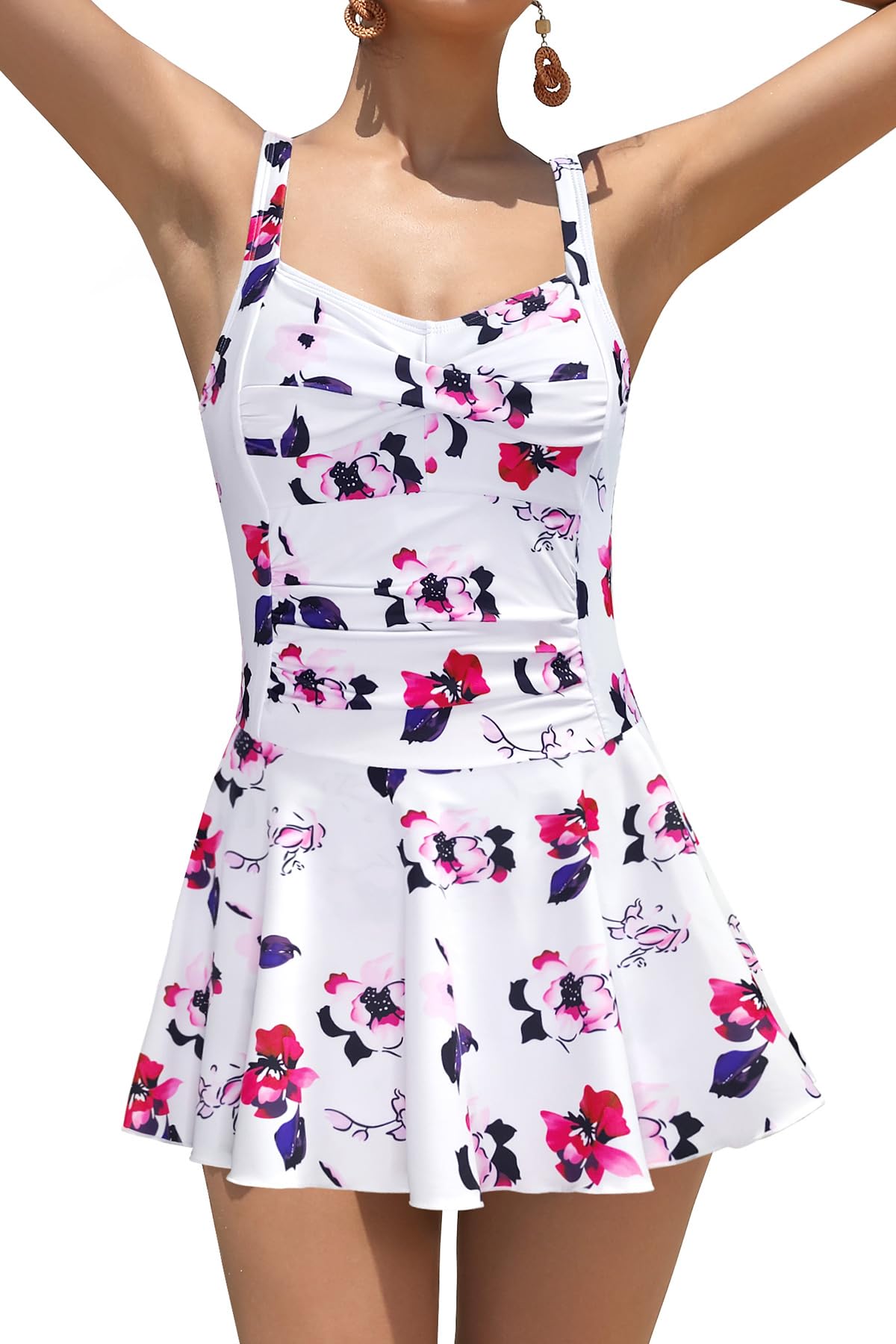 SHEKINI Women's Tankini Set Tummy Control Swimsuit Twisted Athletic Two Piece Bathing Suit