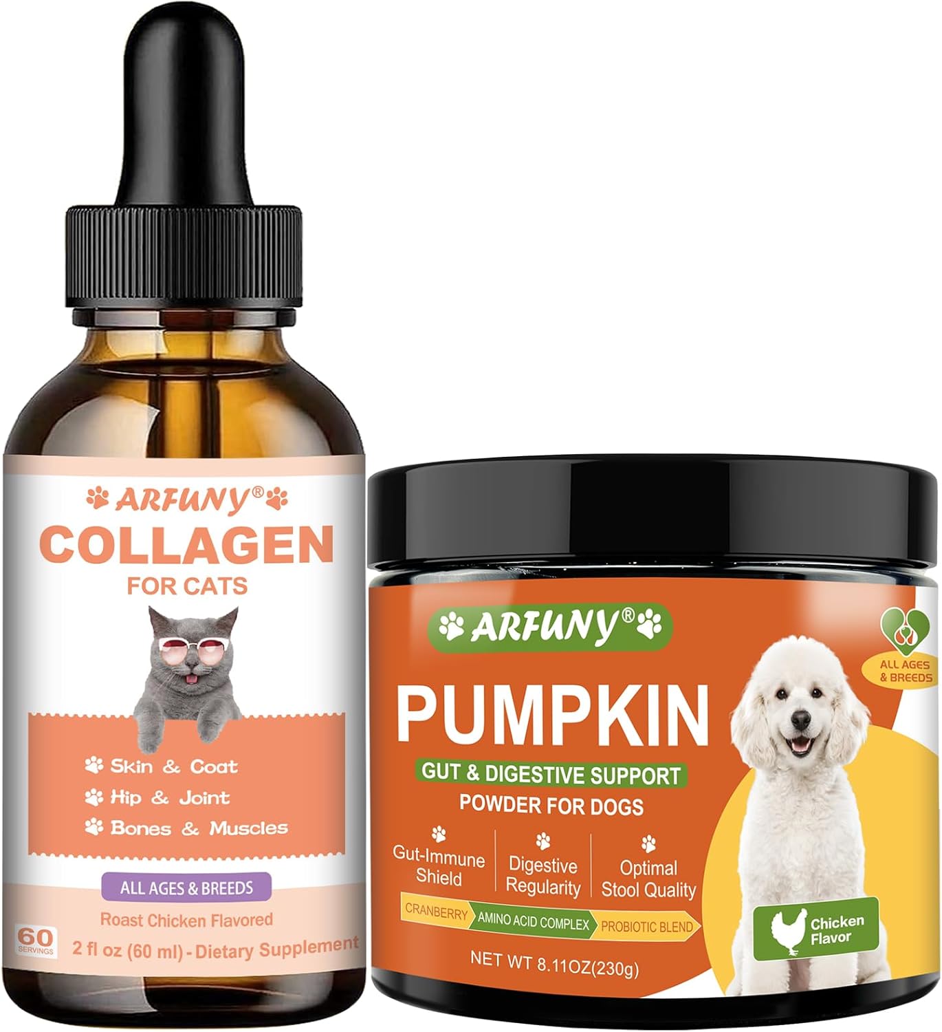 Cat Collagen Drops & Dog Pumpkin Powder