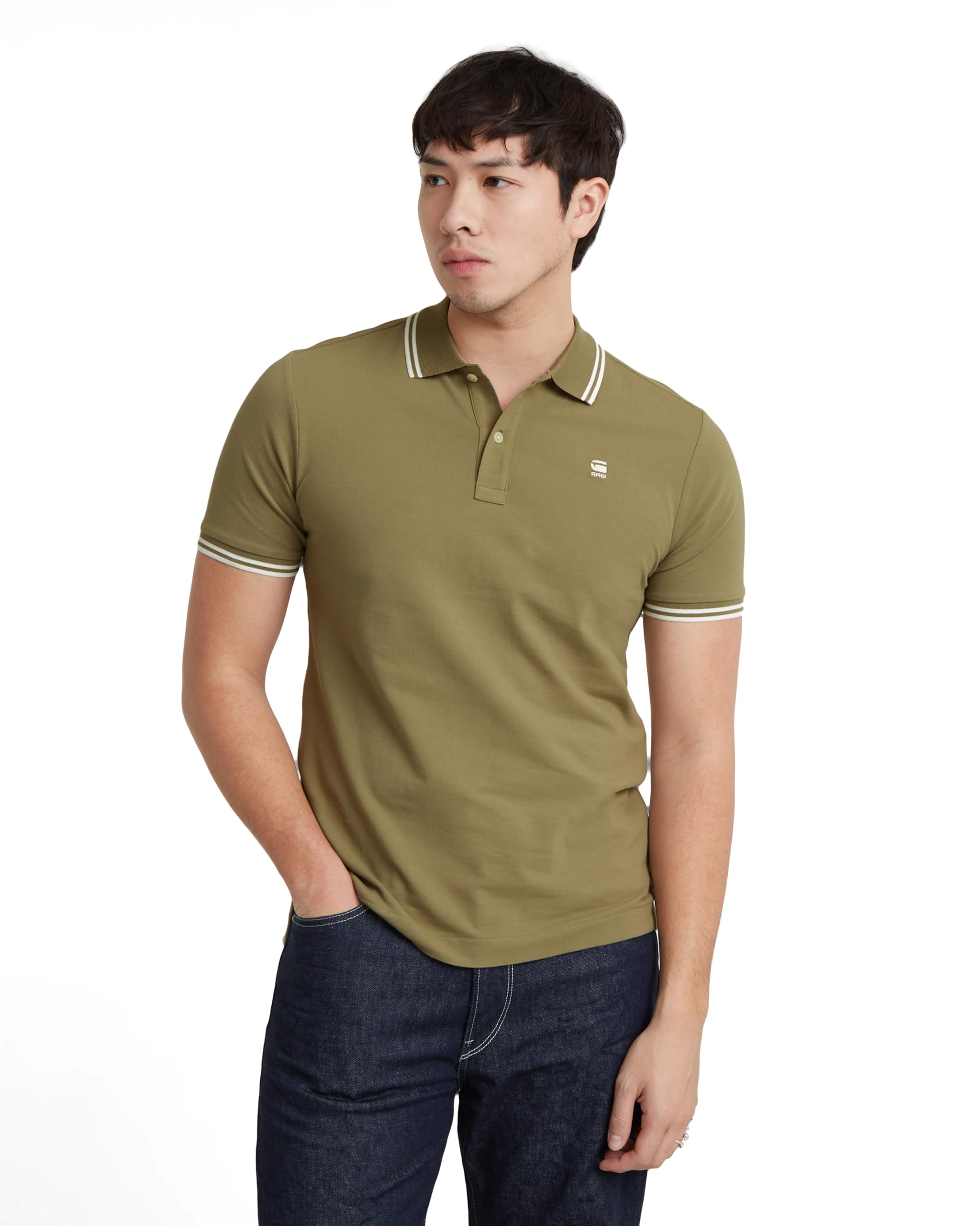 G-Star Men's Dunda Slim Stripe Polo , Green (ensis green D17127-5864-6057), XS