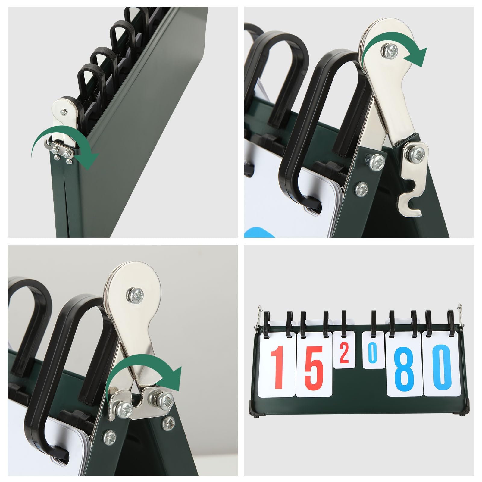 Portable Flip Scoreboard - 4 Digit Tabletop Score Keeper For Billiards, Basketball, Cornhole, Tennis (15.5")