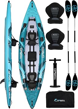 Angler 146" Inflatable Fishing Kayak with Drop Stitch Floor 2-3 Person Adult Blow up Kayaks Foldable Pedal Boat CanoeNO HIN