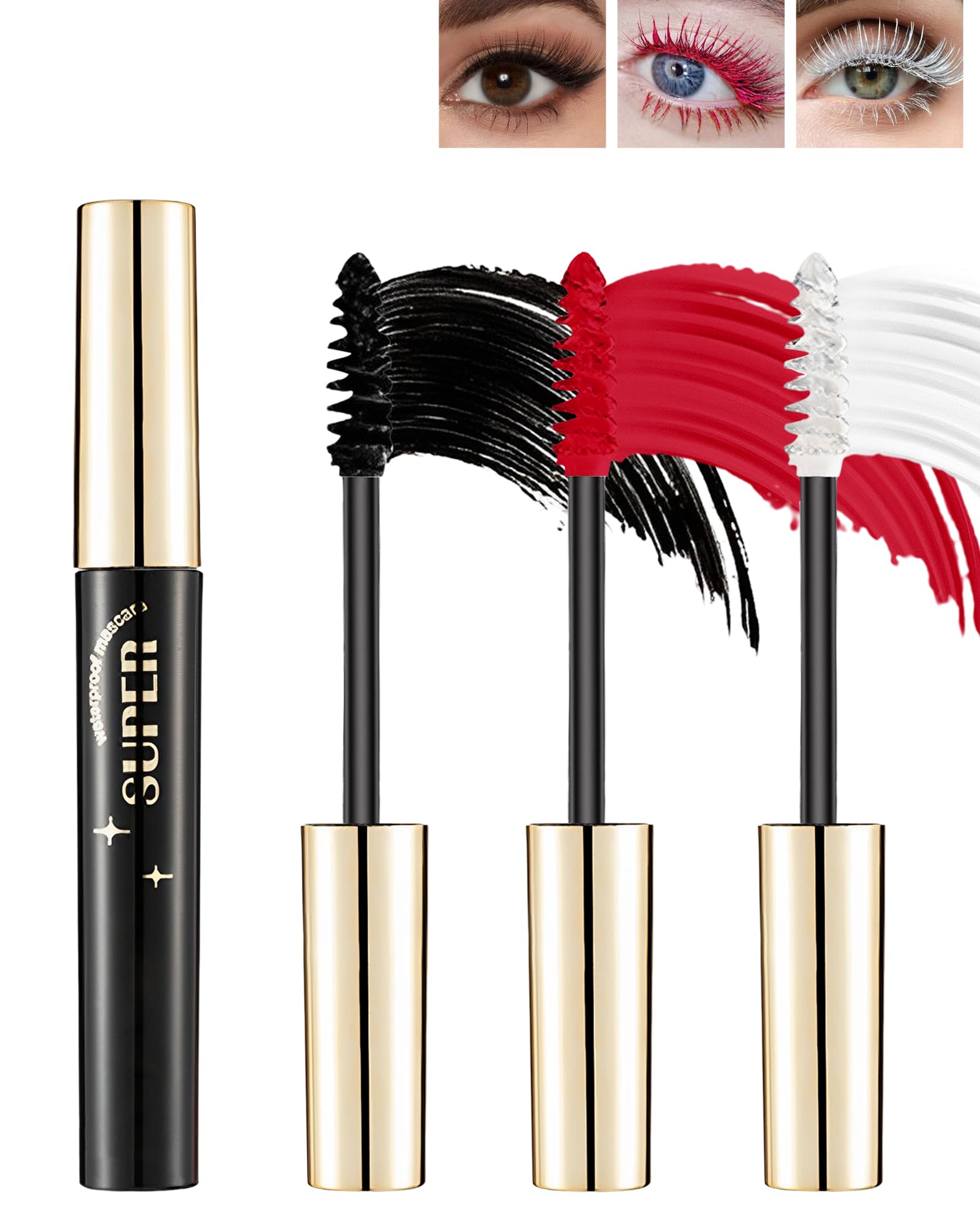HAE MASCARA 3セット Amazon.com : 3 Colors Waterproof Mascara Set -White Red Black